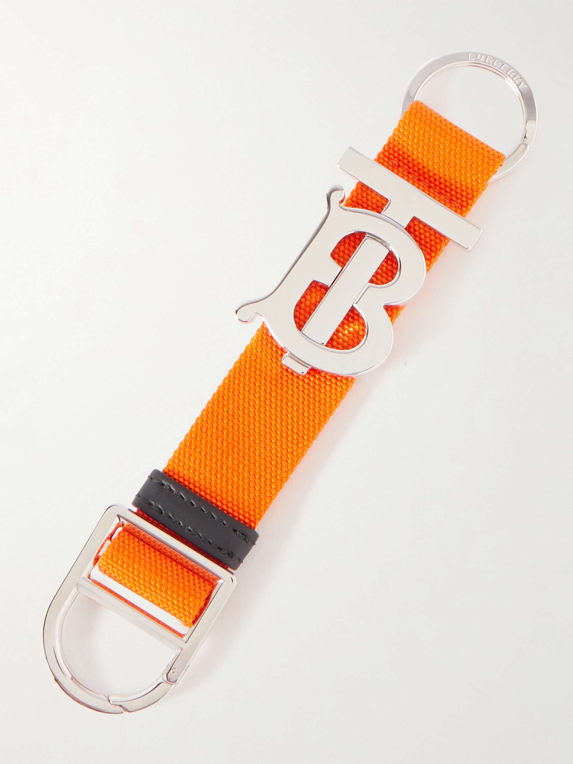 BURBERRY Leather-Trimmed Webbing Key Ring for Men