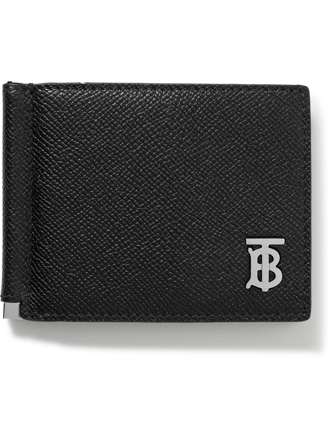 Burberry Logo-embellished Full-grain Leather Wallet In Black