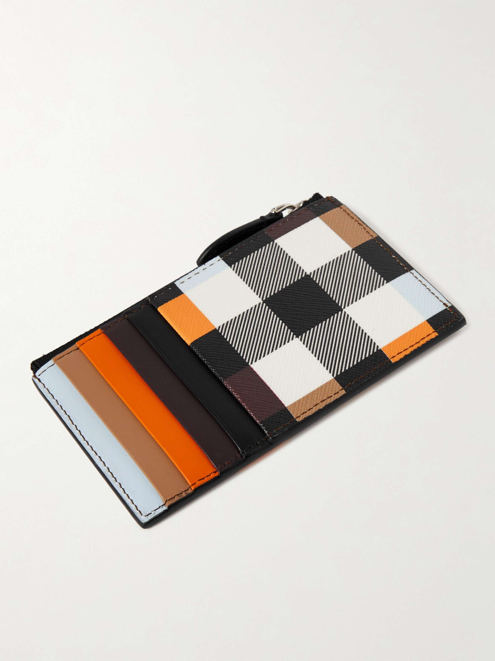BURBERRY Checked E-Canvas and Leather Cardholder