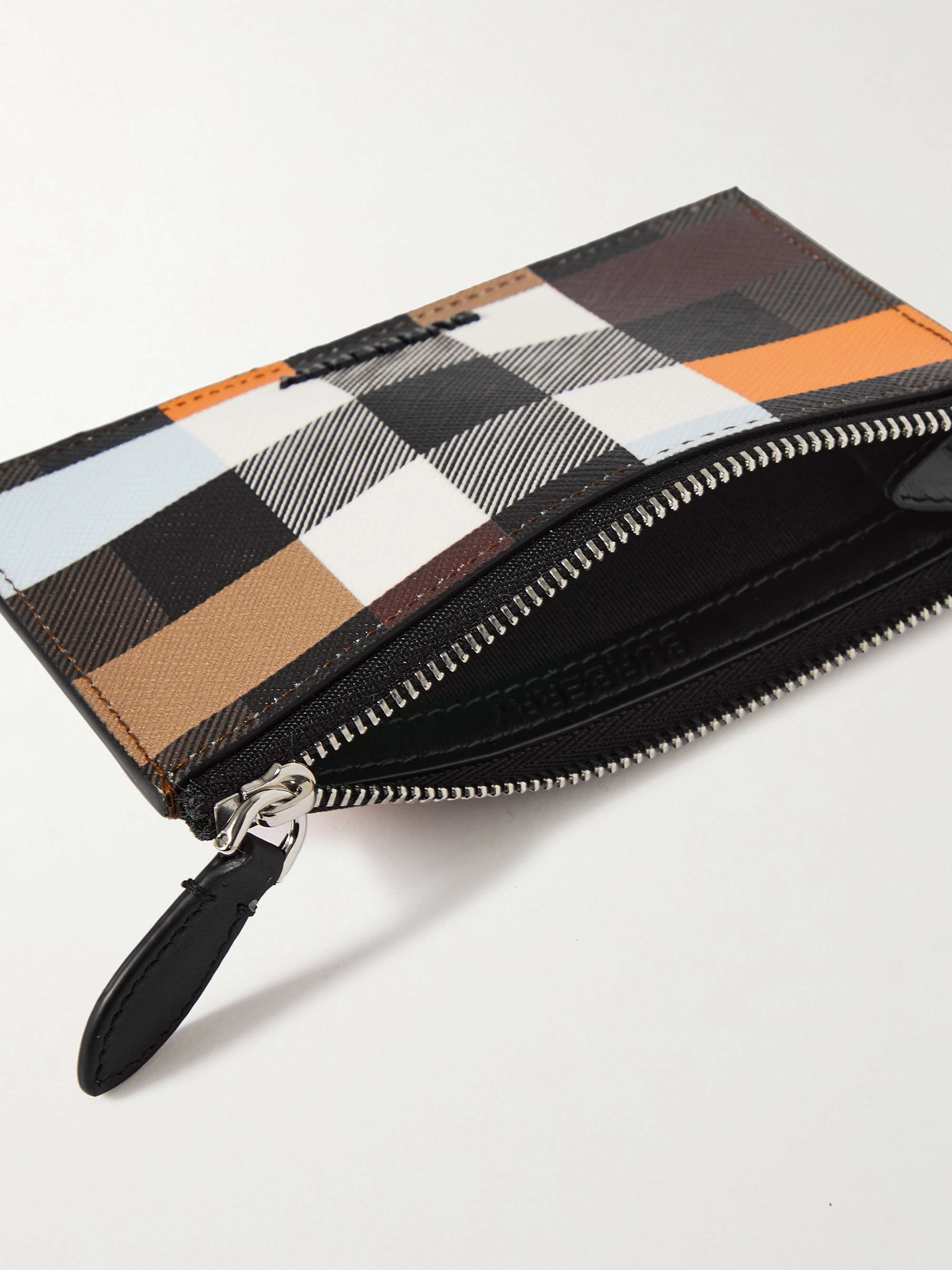 Burberry Checked E-Canvas and Leather Cardholder - Men - Brown Wallets