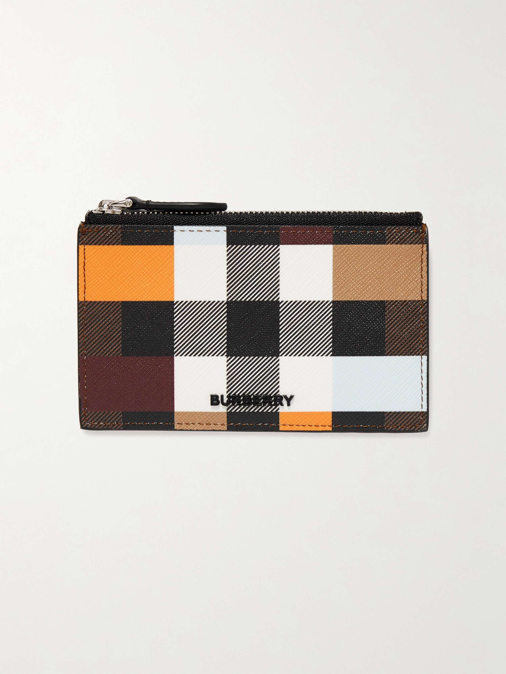 BURBERRY Checked E-Canvas and Leather Cardholder