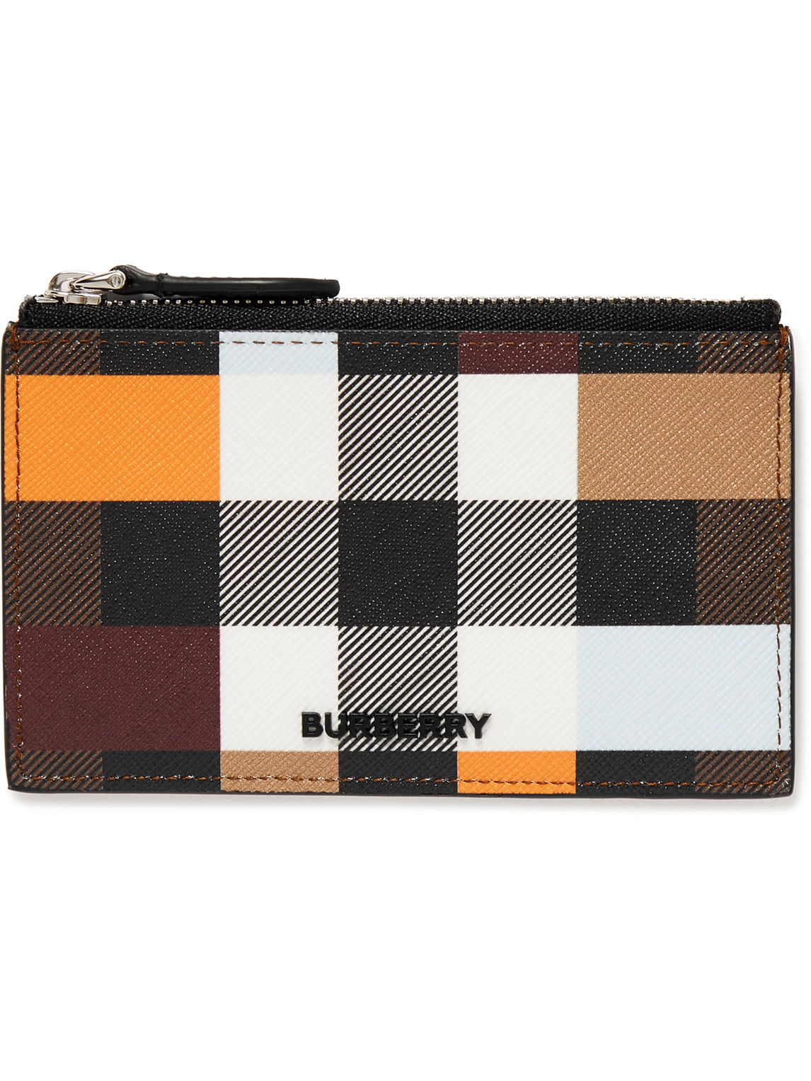 Burberry Checked E-canvas And Leather Cardholder In Brown