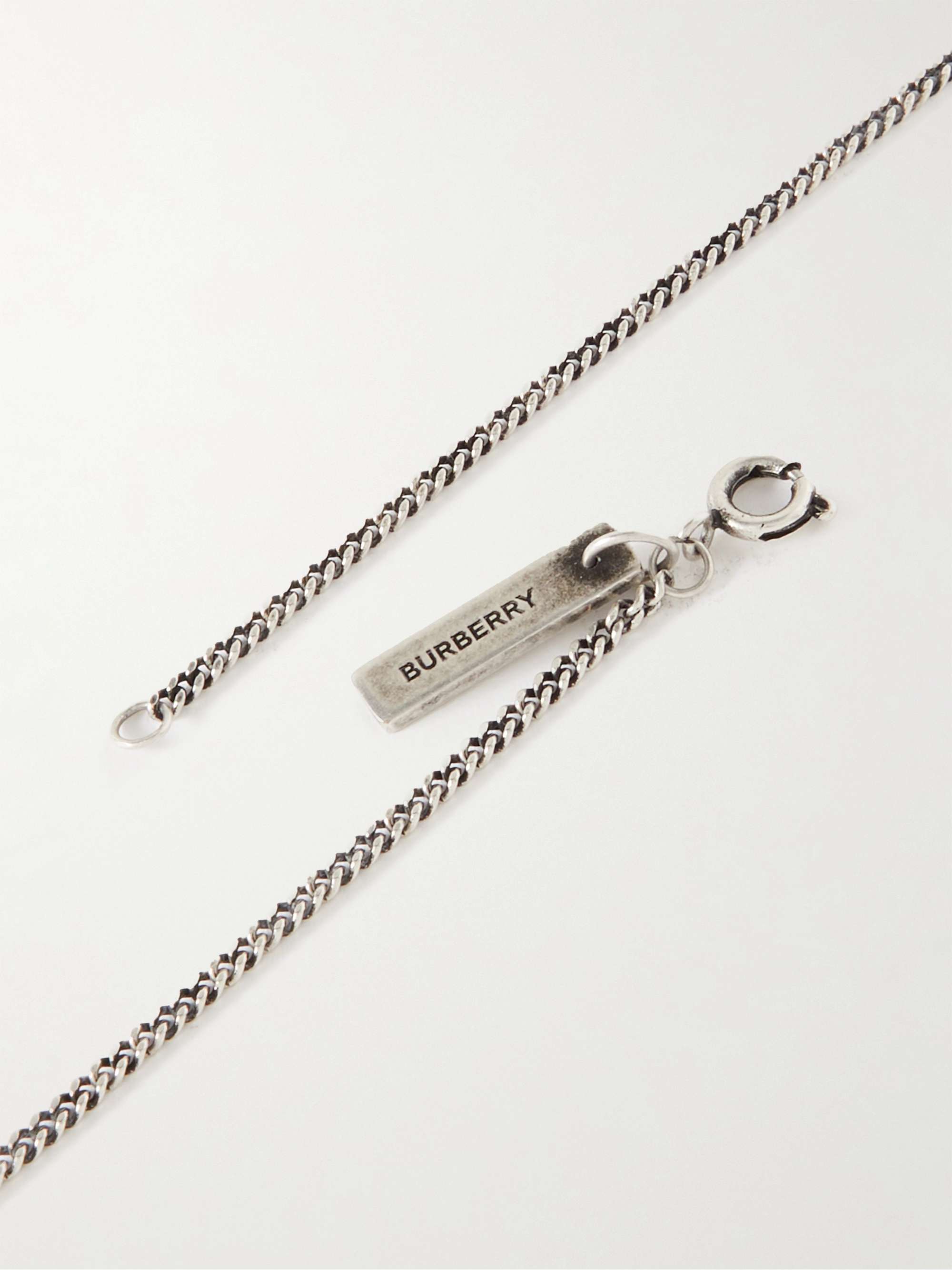BURBERRY Logo-Engraved Palladium-Plated Pendant Necklace for Men | MR ...