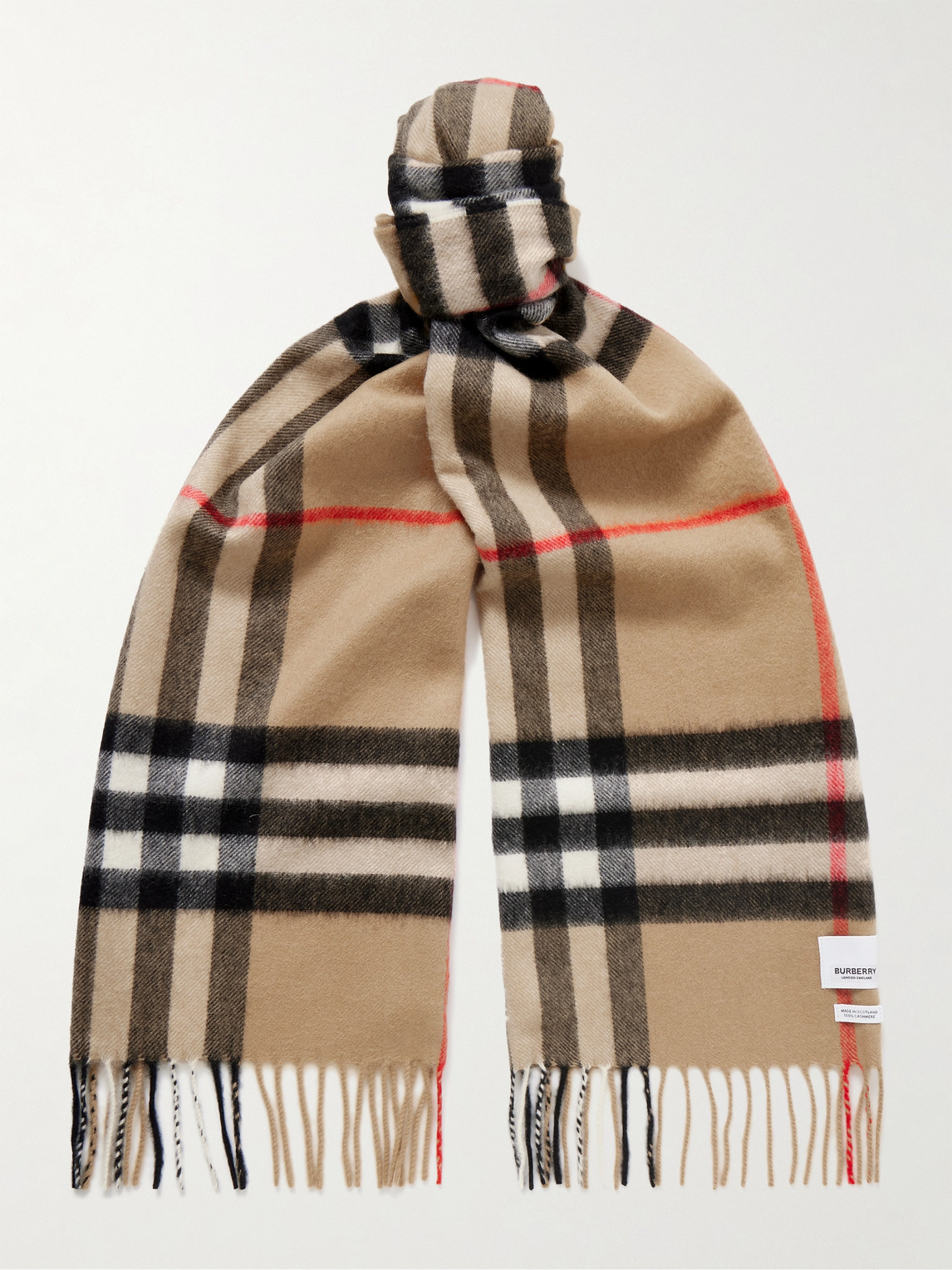 Burberry Fringed Checked Cashmere Scarf - Men