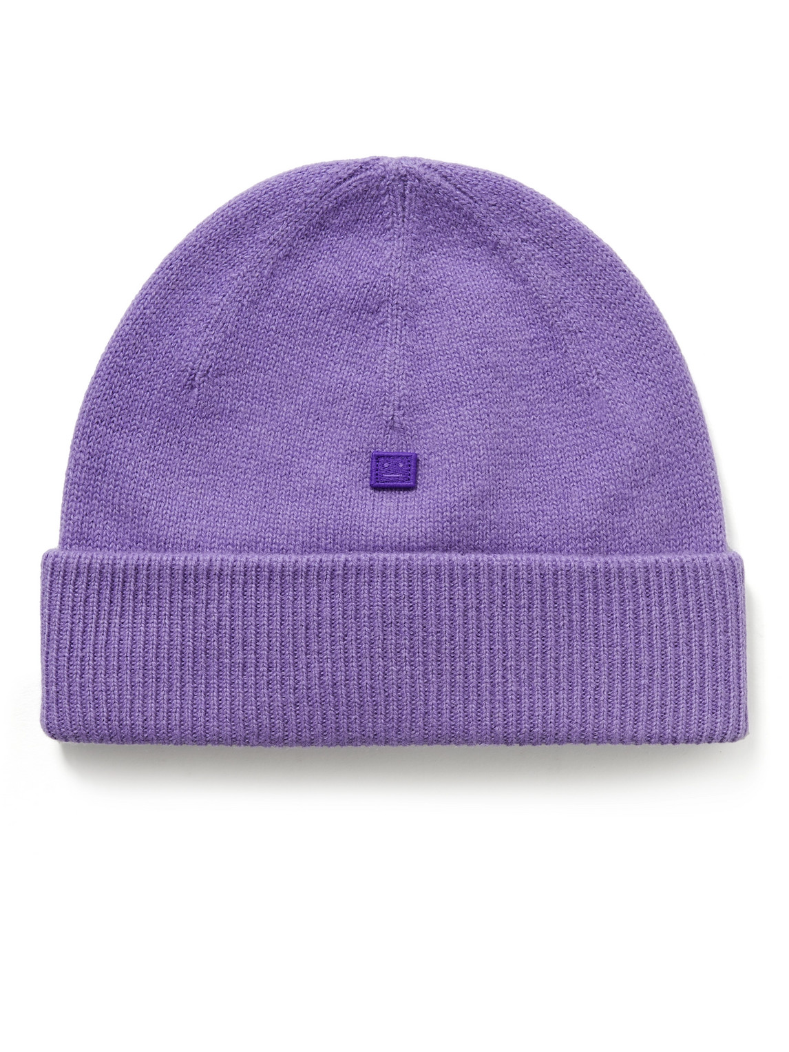 Acne Studios Logo-appliquéd Wool Beanie In Purple