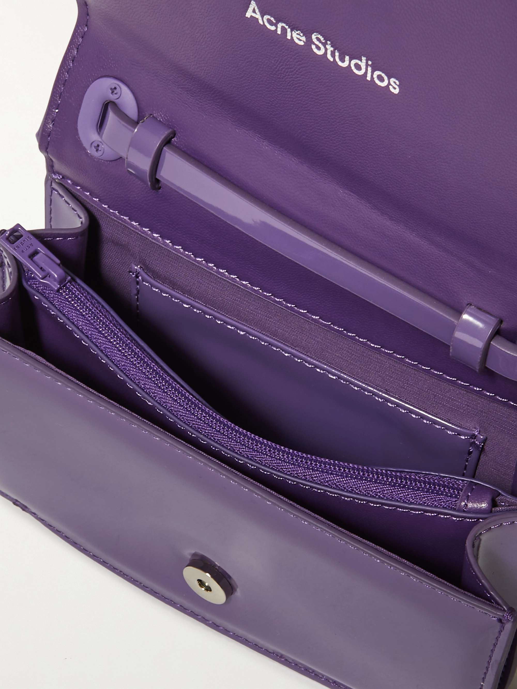 ACNE STUDIOS Logo-Appliquéd Faux Patent-Leather Messenger Bag