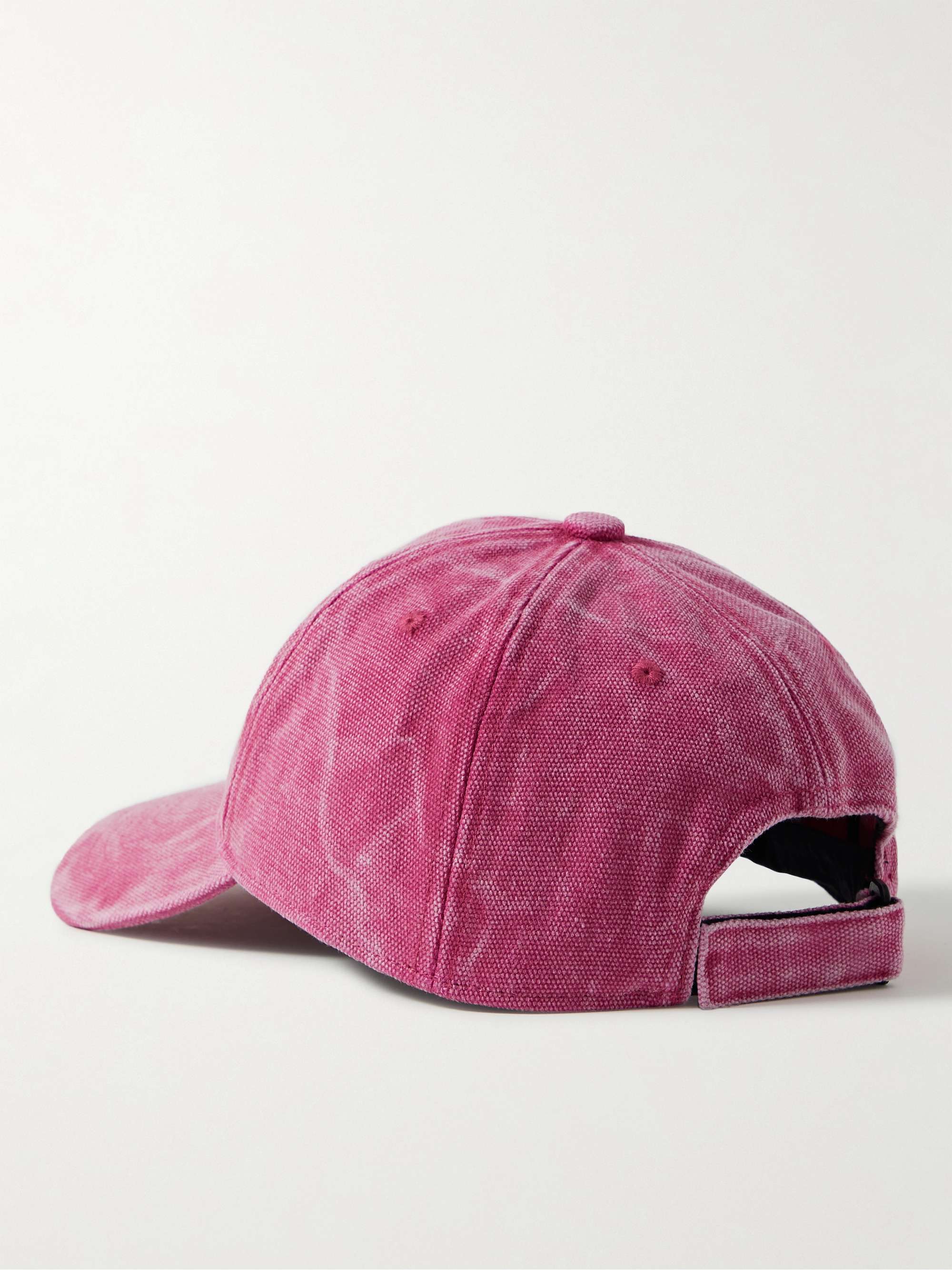 ACNE STUDIOS Leather-Trimmed Distressed Cotton-Canvas Baseball Cap