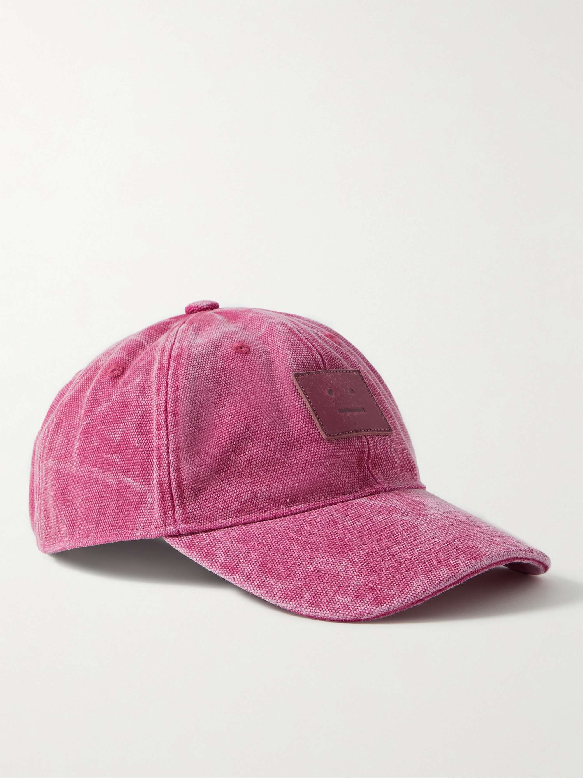 ACNE STUDIOS Leather-Trimmed Distressed Cotton-Canvas Baseball Cap