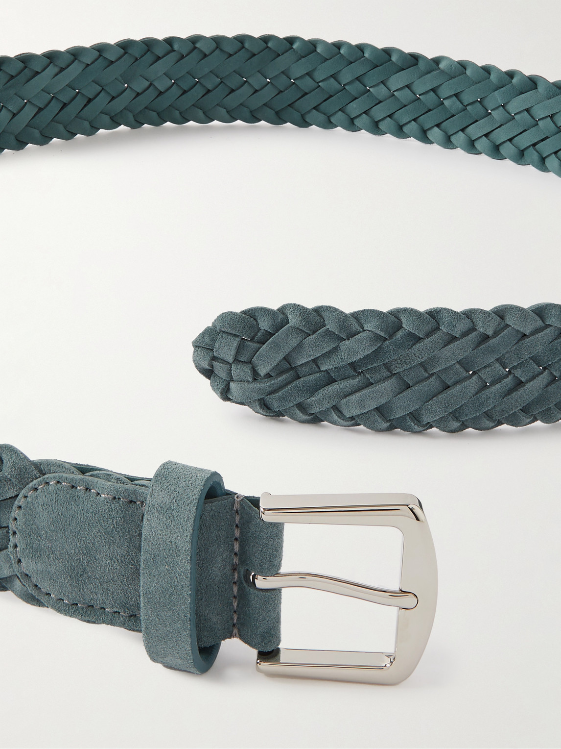 Shop Loro Piana 4cm Woven Suede Belt In Blue