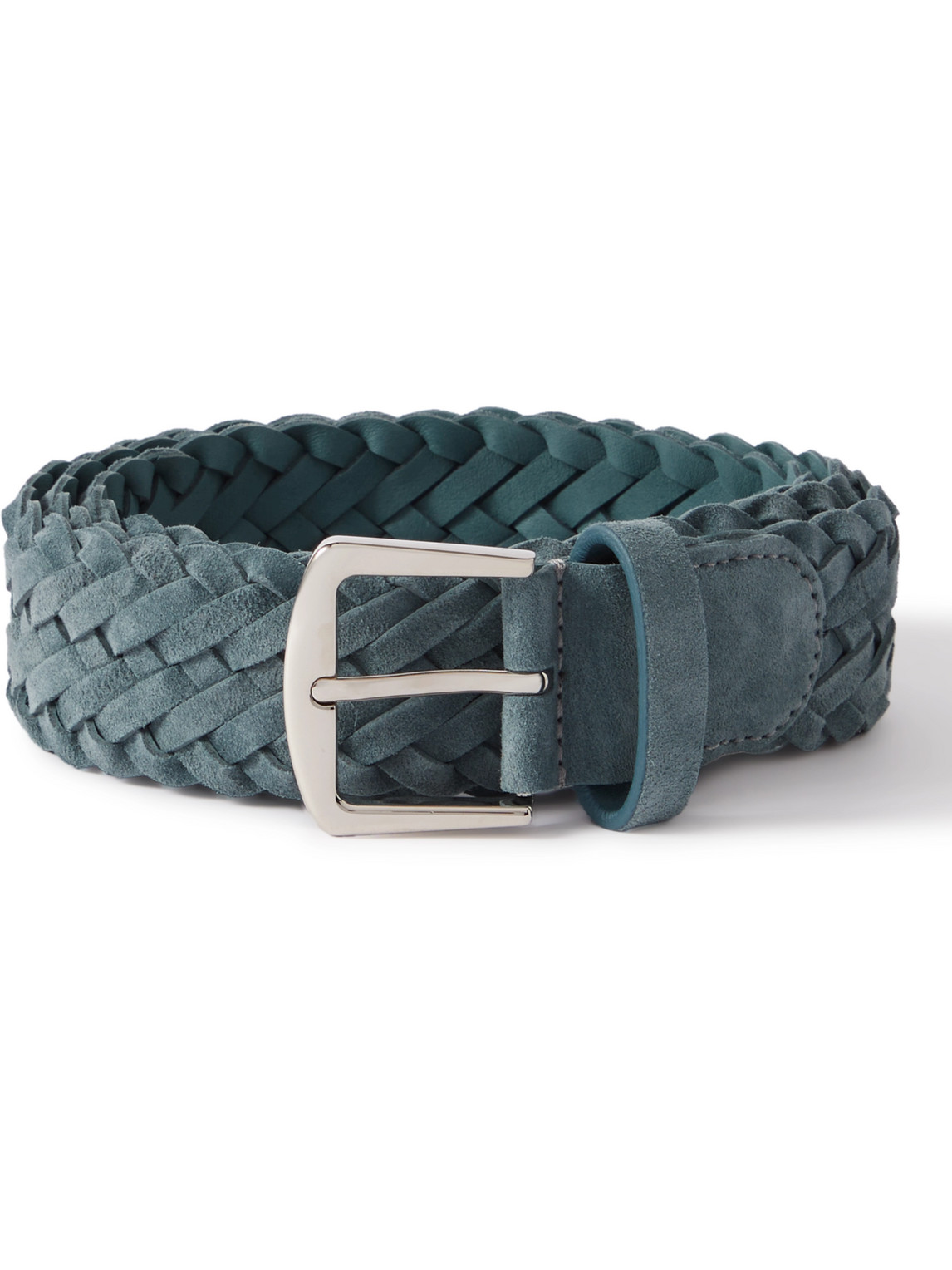 Loro Piana 4cm Woven Suede Belt In Blue