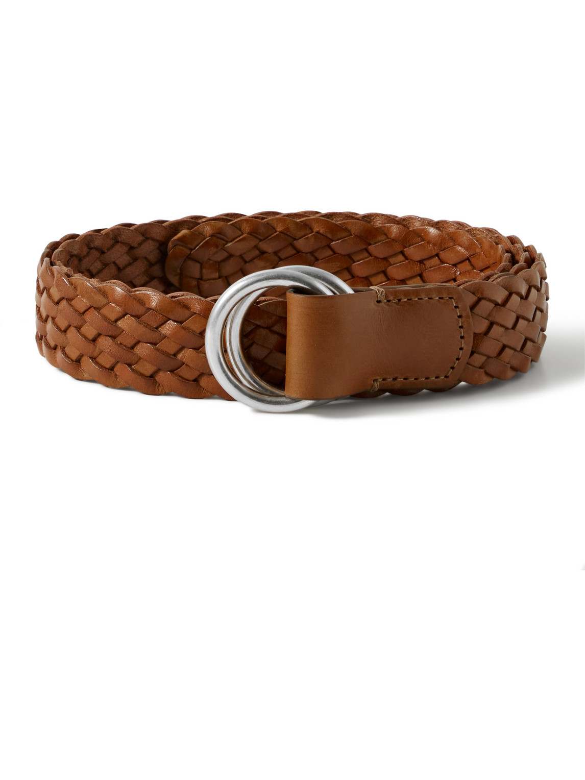 Anderson's 3cm Woven Leather Belt In Brown