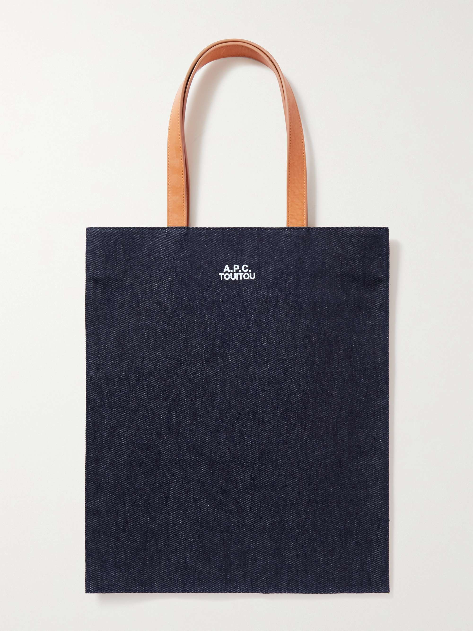A.P.C. Social Status Logo-Print Denim and Leather Tote Bag