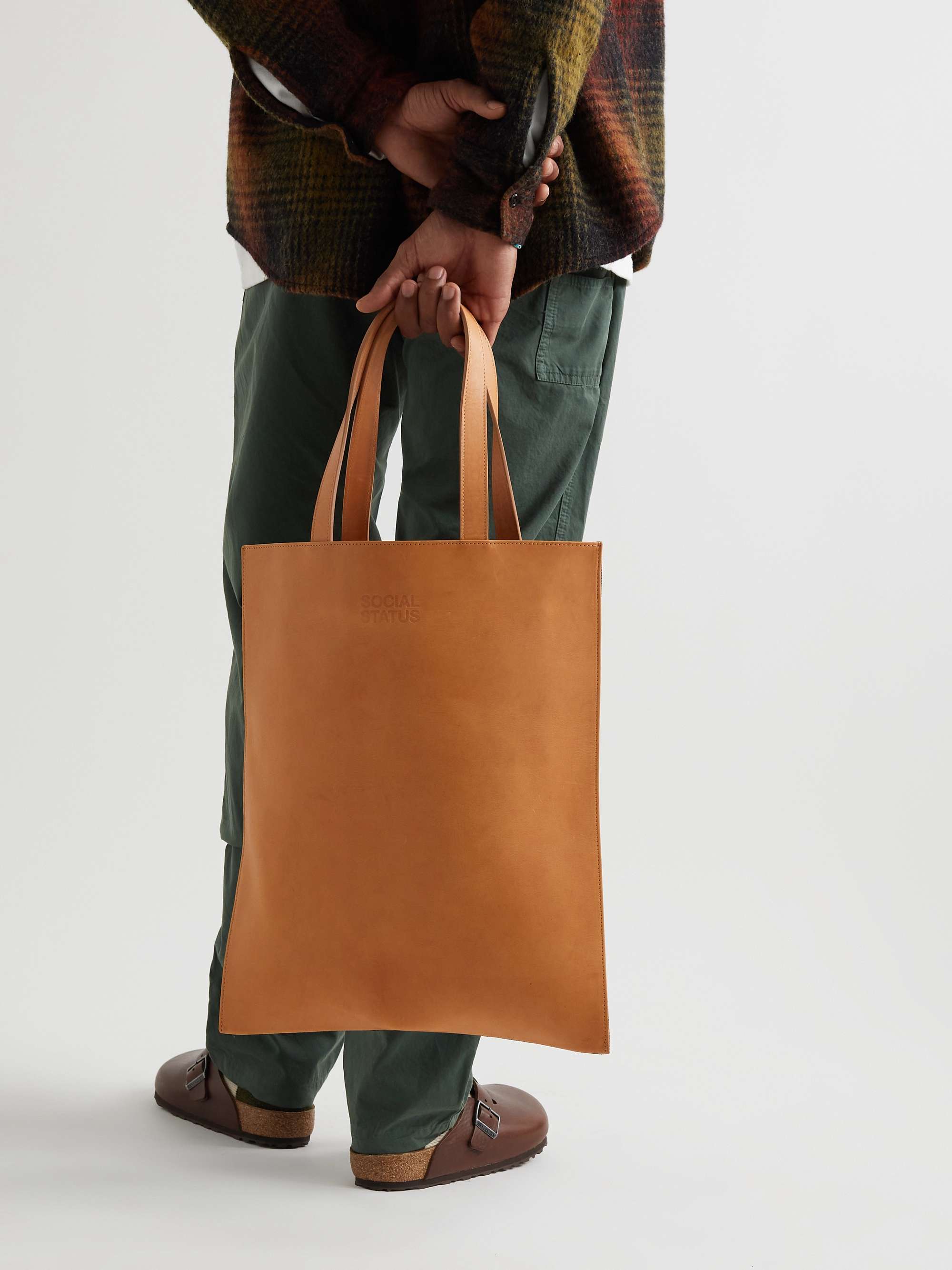 A.P.C. Social Status Logo-Print Denim and Leather Tote Bag