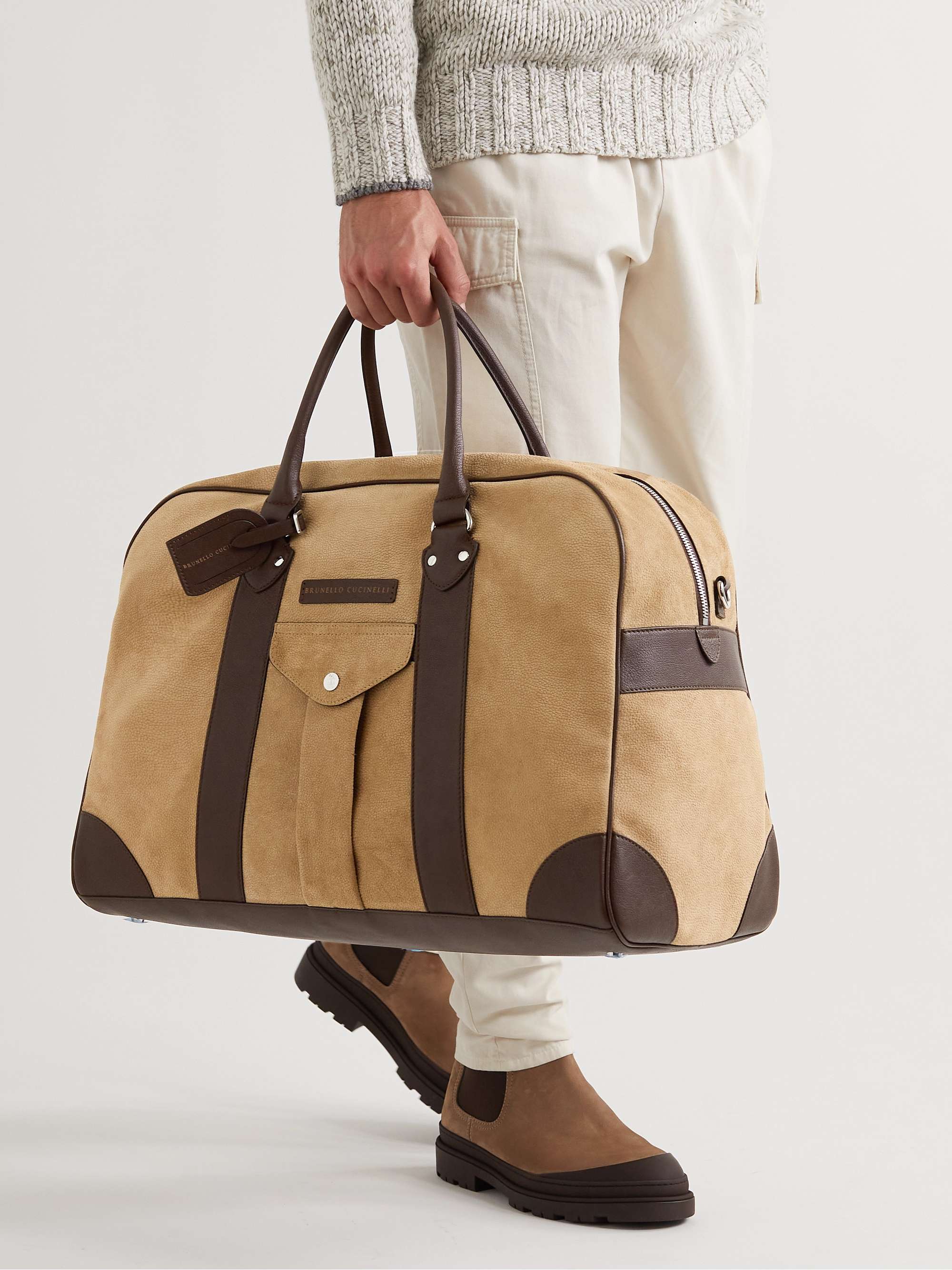 BRUNELLO CUCINELLI Borsa Leather-Trimmed Canvas Weekend Bag