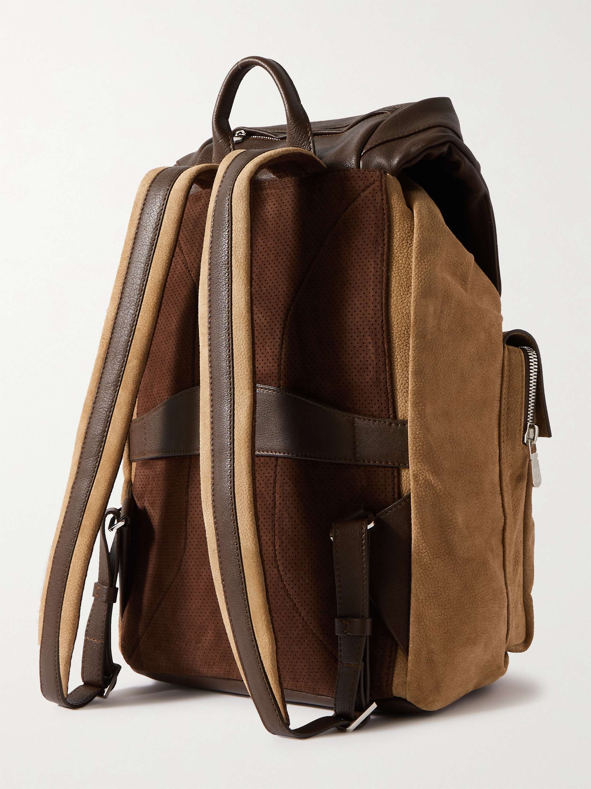 BRUNELLO CUCINELLI Leather-Trimmed Suede Backpack