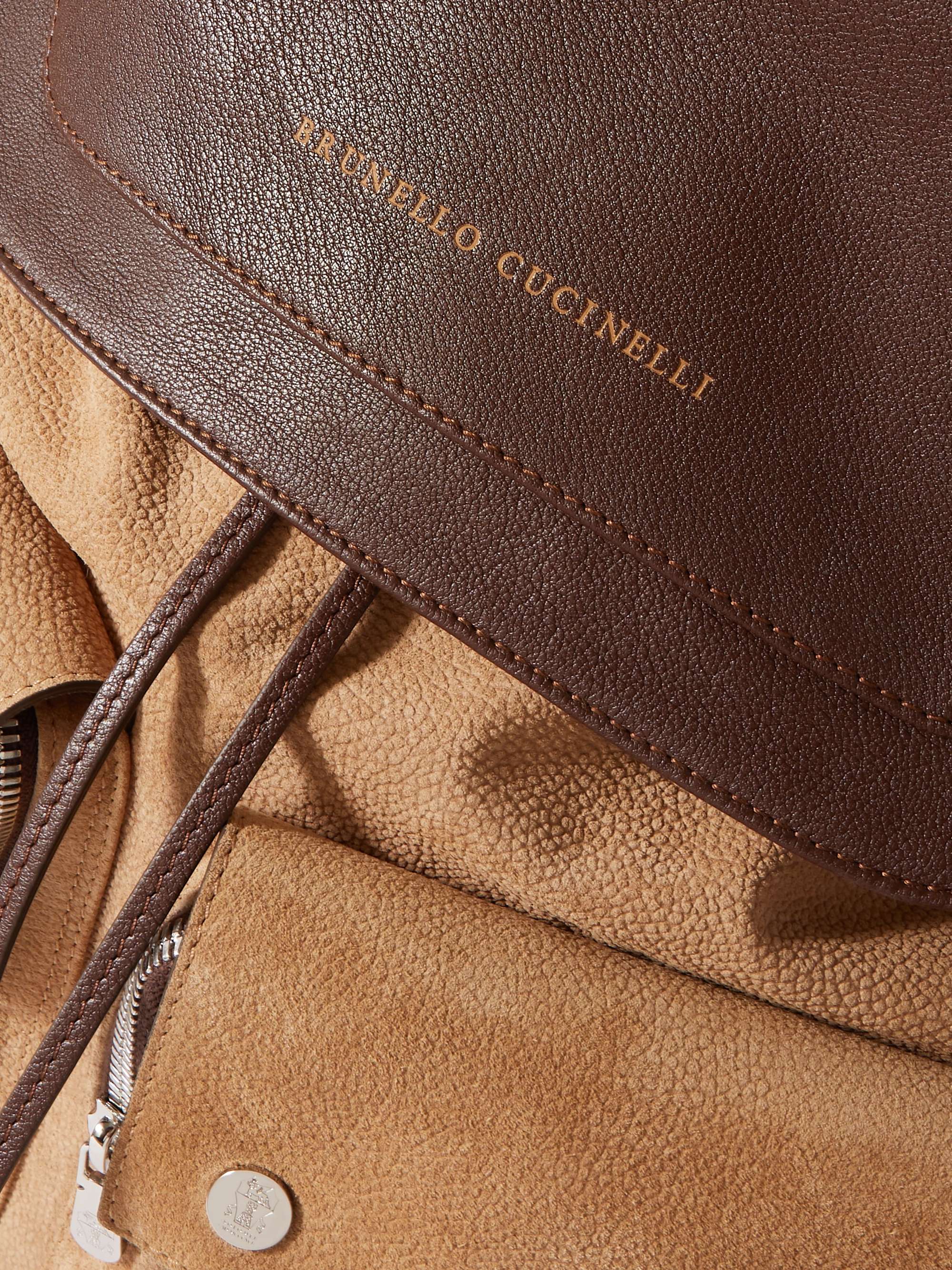 BRUNELLO CUCINELLI Leather-Trimmed Suede Backpack
