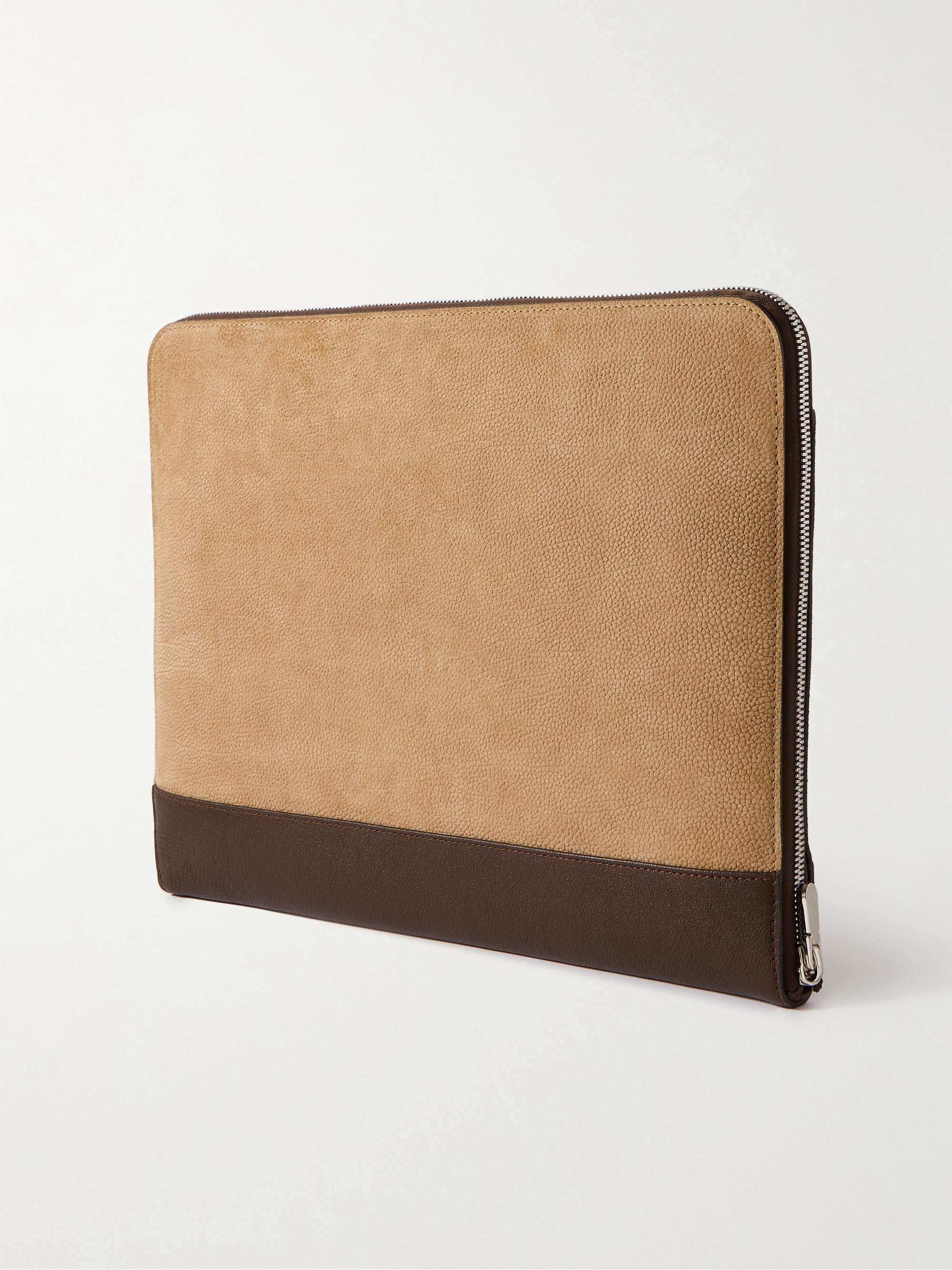 BRUNELLO CUCINELLI Leather-Trimmed Suede Pouch