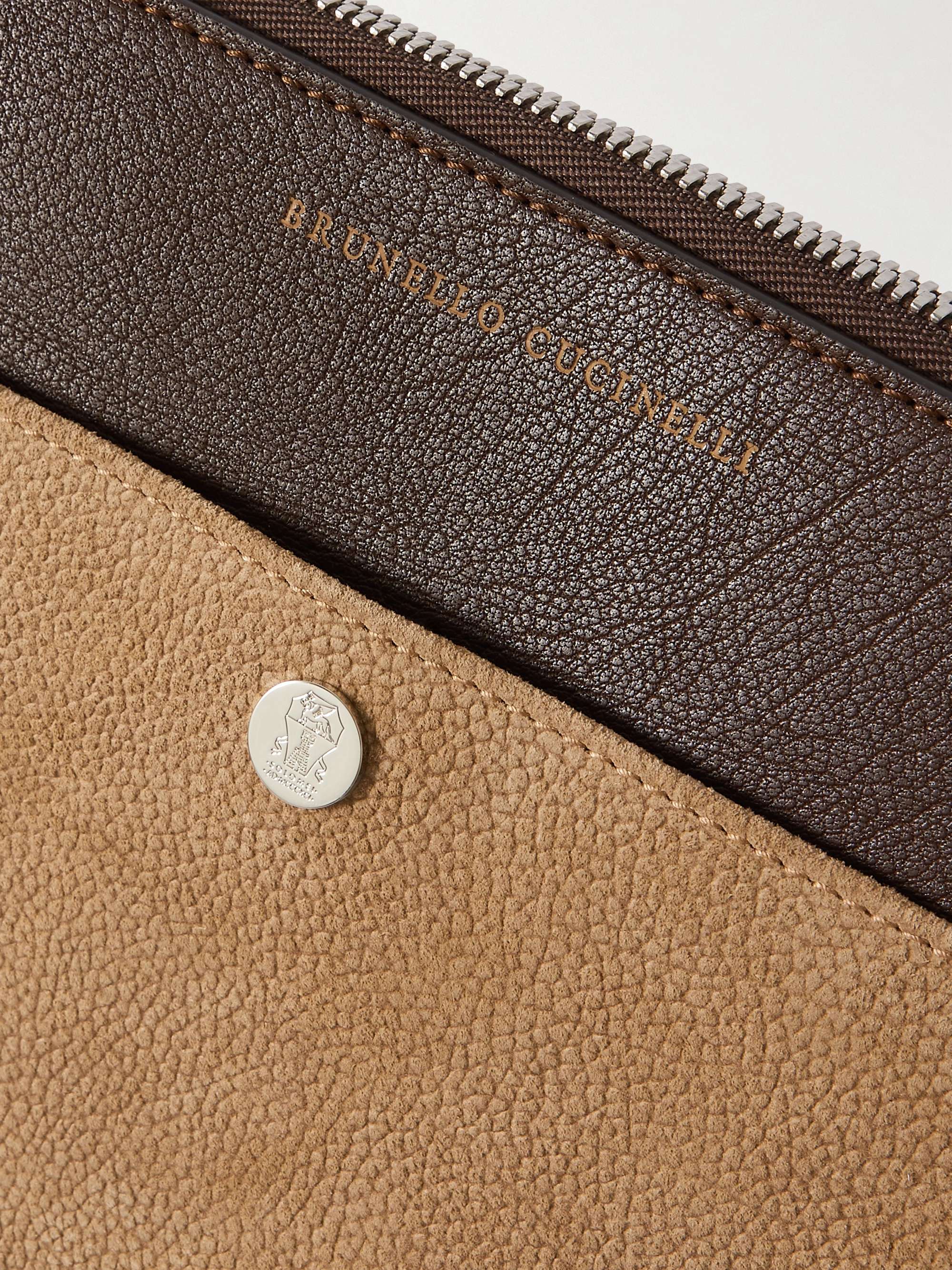 BRUNELLO CUCINELLI Leather-Trimmed Suede Pouch