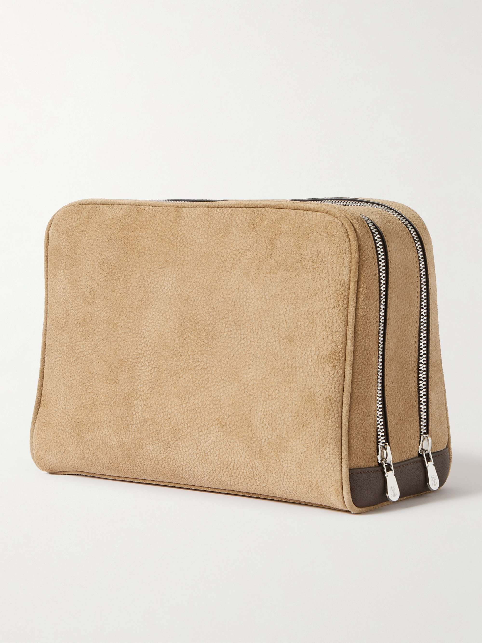 BRUNELLO CUCINELLI Leather-Trimmed Suede Wash Bag