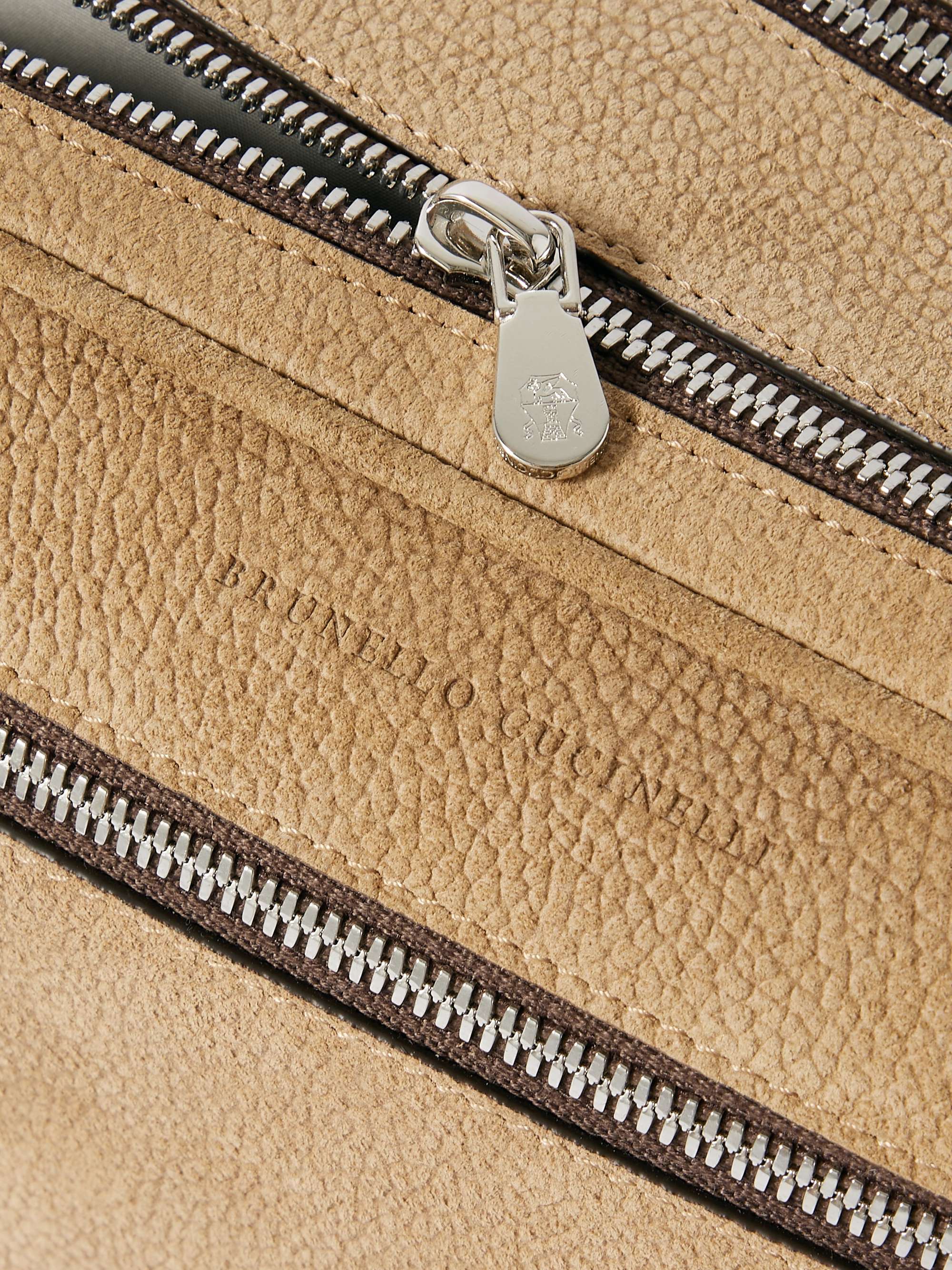 BRUNELLO CUCINELLI Leather-Trimmed Suede Wash Bag