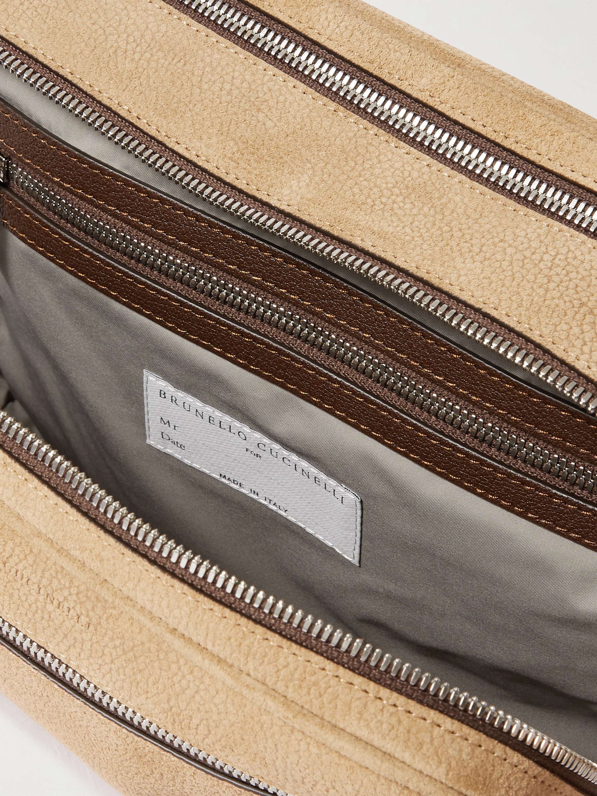 BRUNELLO CUCINELLI Leather-Trimmed Suede Wash Bag
