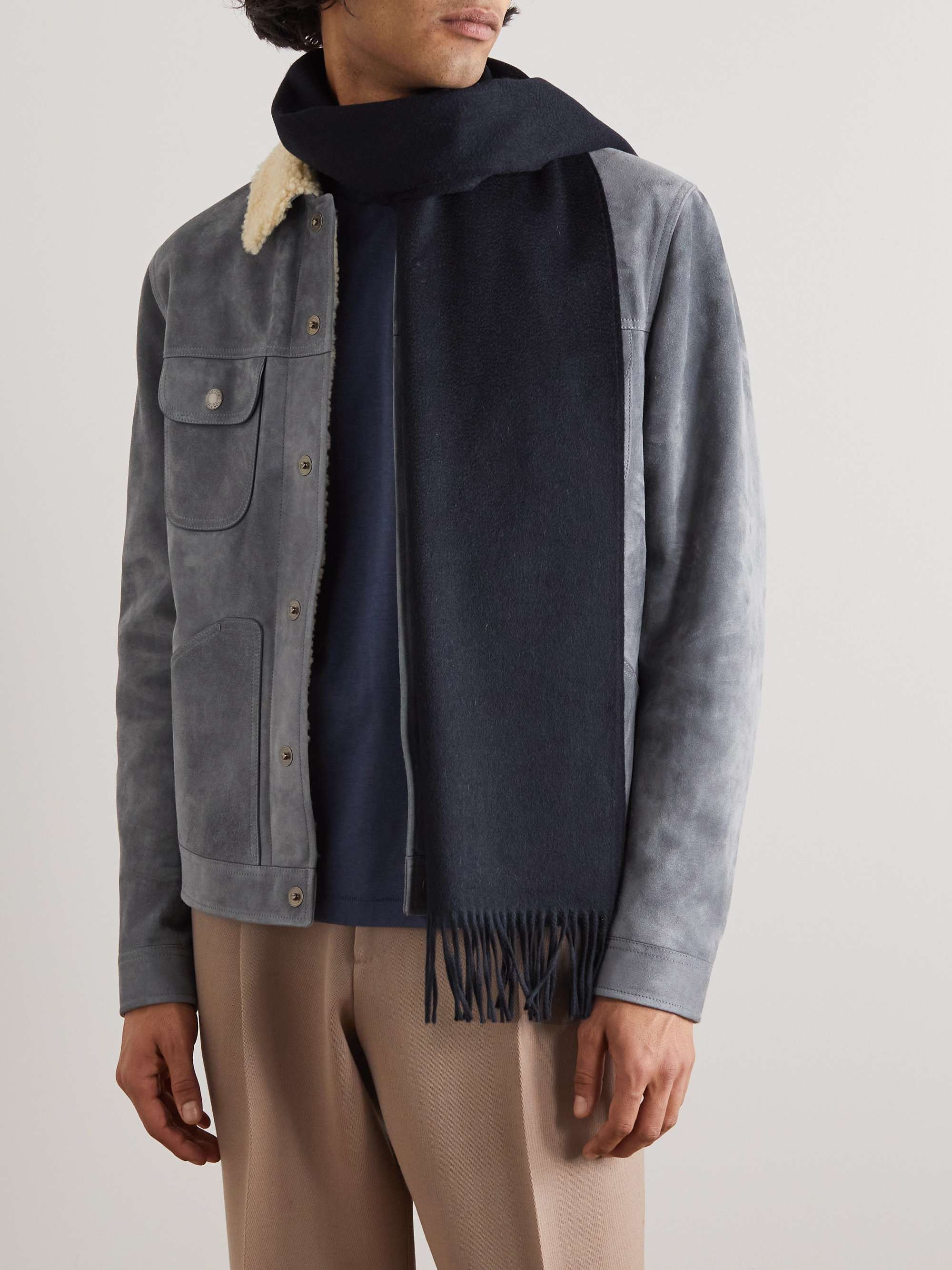TOM FORD Logo-Embroidered Fringed Cashmere Scarf