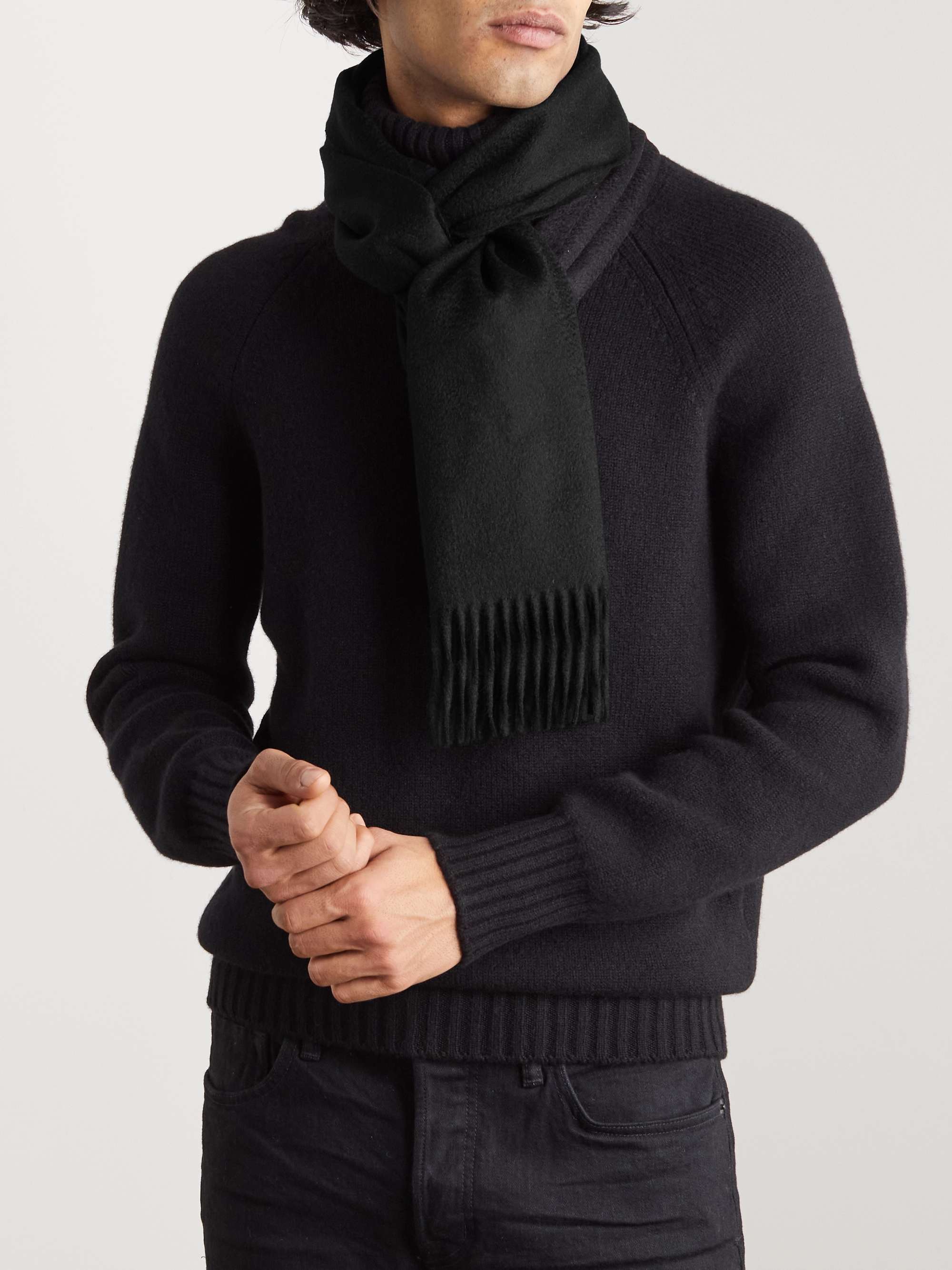 TOM FORD Logo-Embroidered Fringed Cashmere Scarf