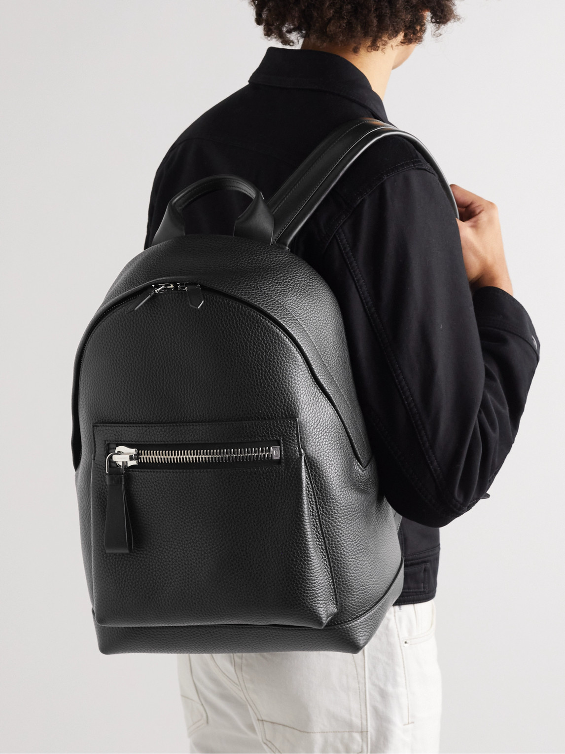 Shop Tom Ford Full-grain Leather Backpack In Black