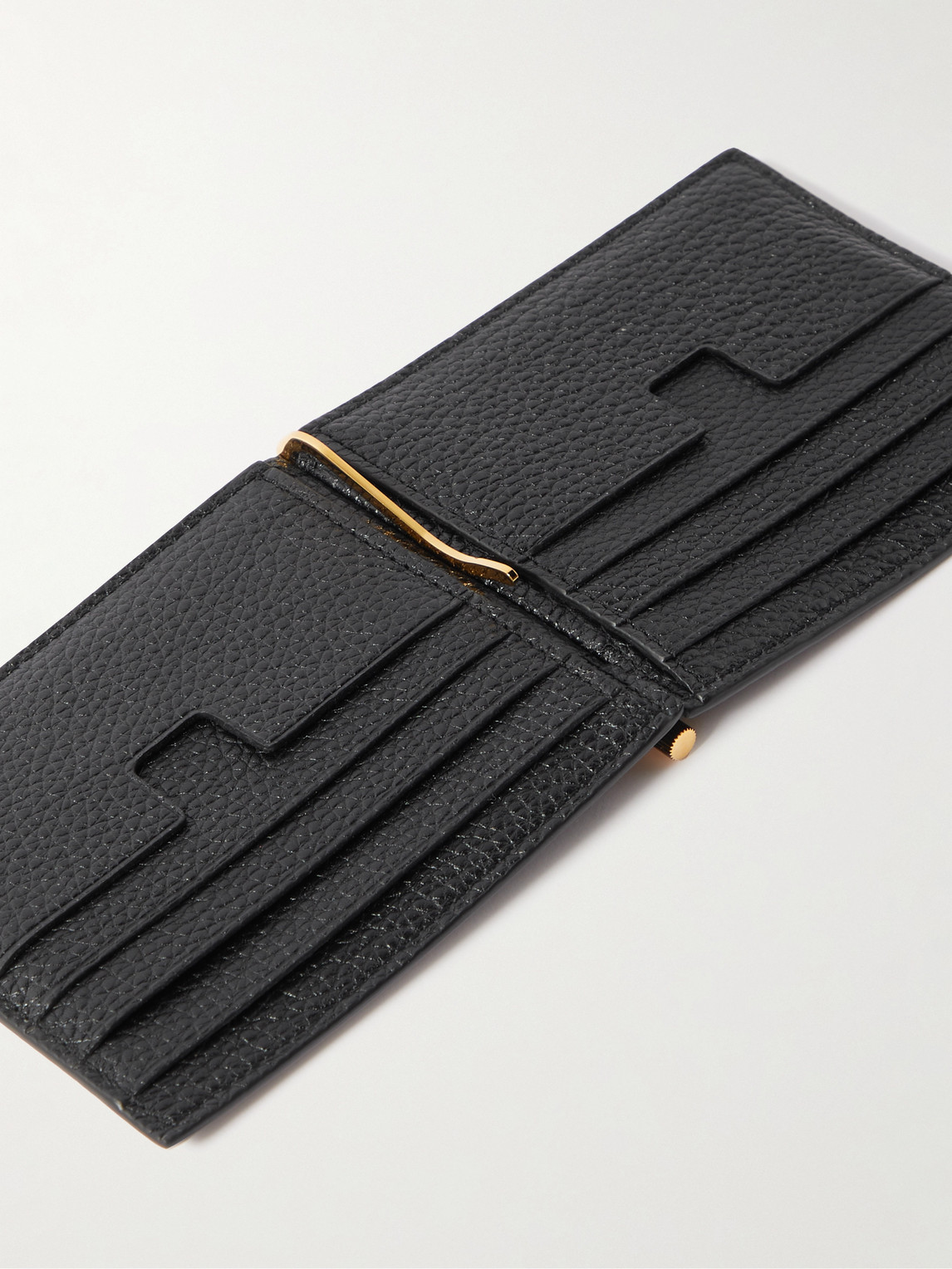 Tom Ford Full-grain Leather Billfold Wallet With Money Clip In Black