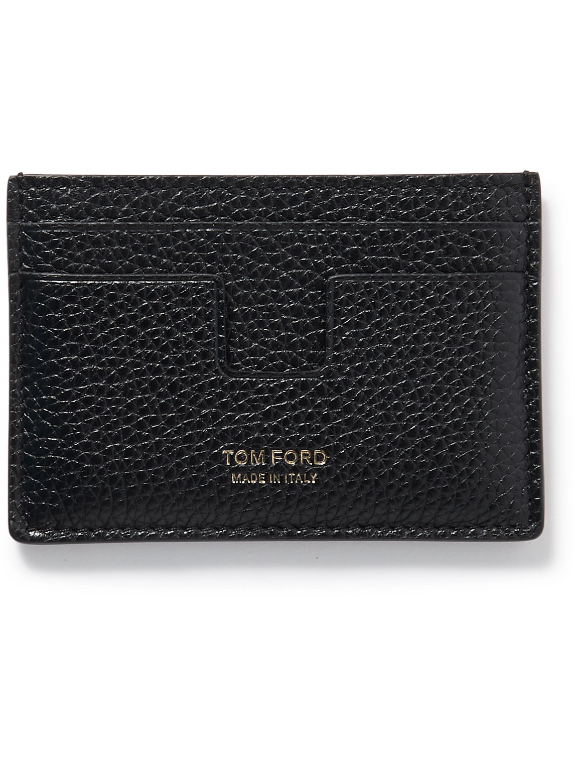 Tom Ford Colour-block Full-grain Leather Cardholder In Black