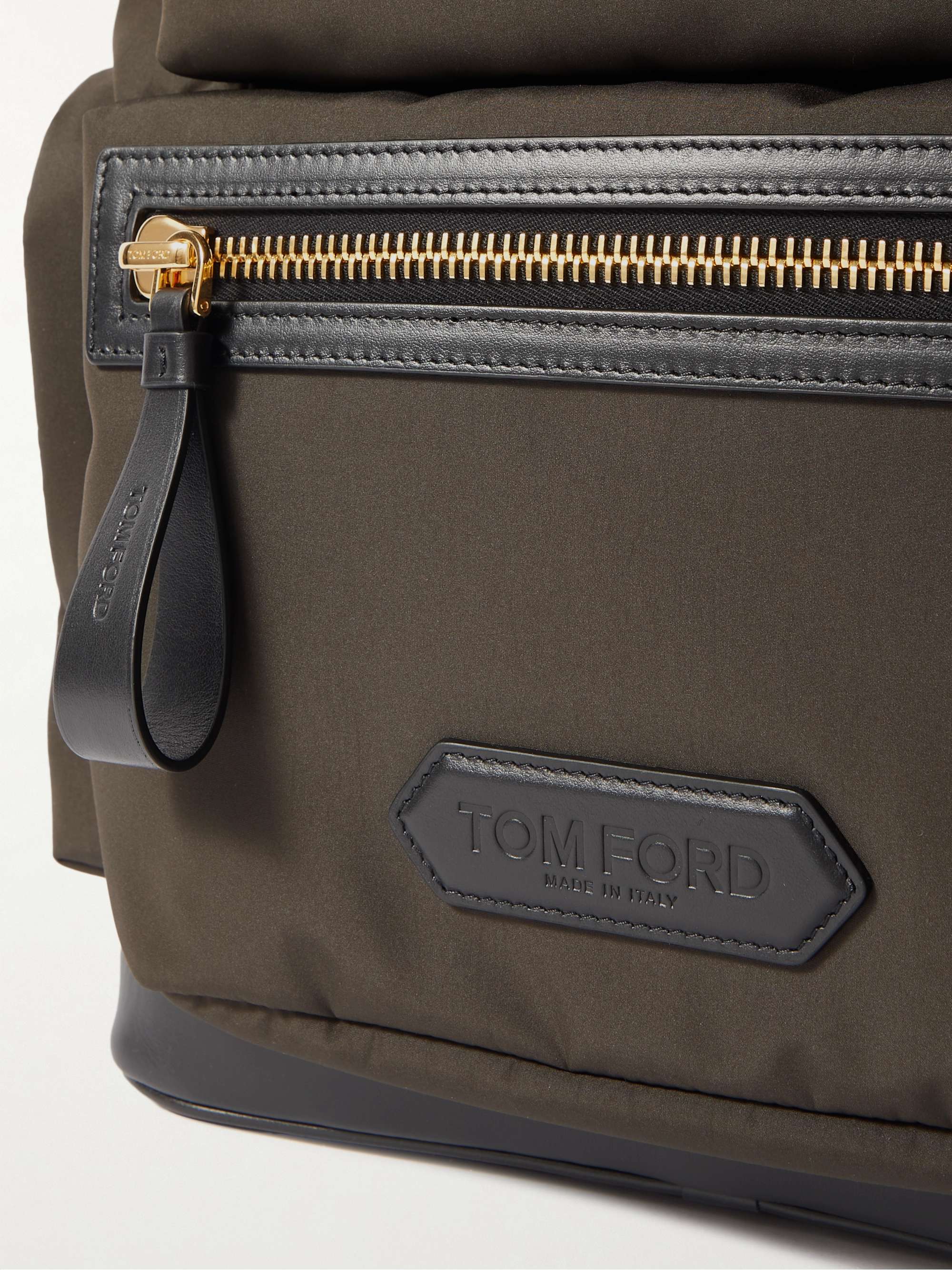 TOM FORD Leather-Trimmed Recycled-Nylon Backpack