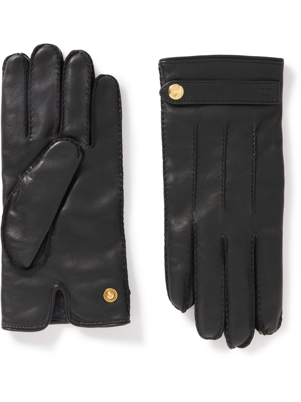 Tom Ford Cashmere-lined Full-grain Leather Gloves In Black