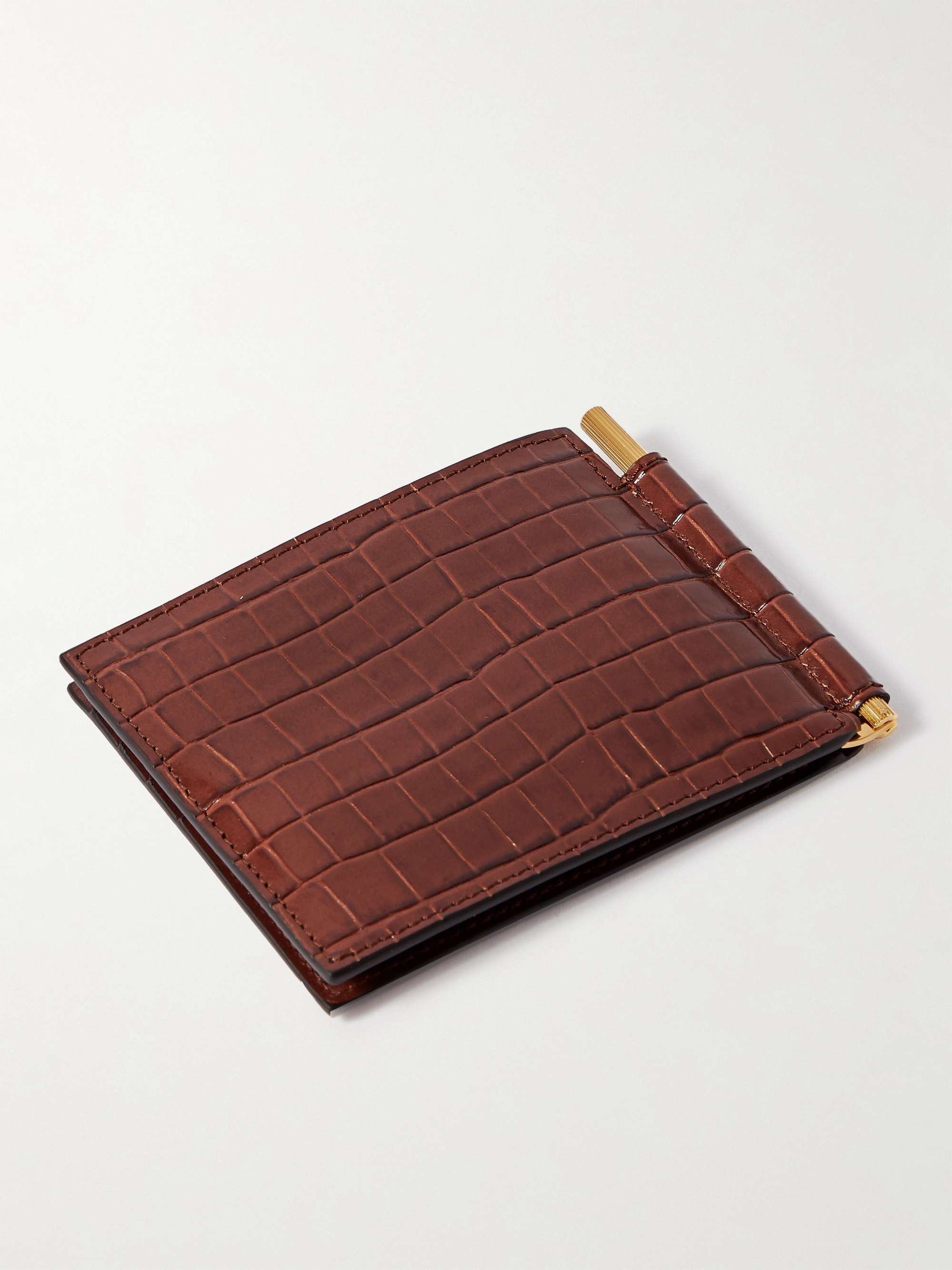 TOM FORD Croc-Effect Leather Bifold Wallet with Money Clip