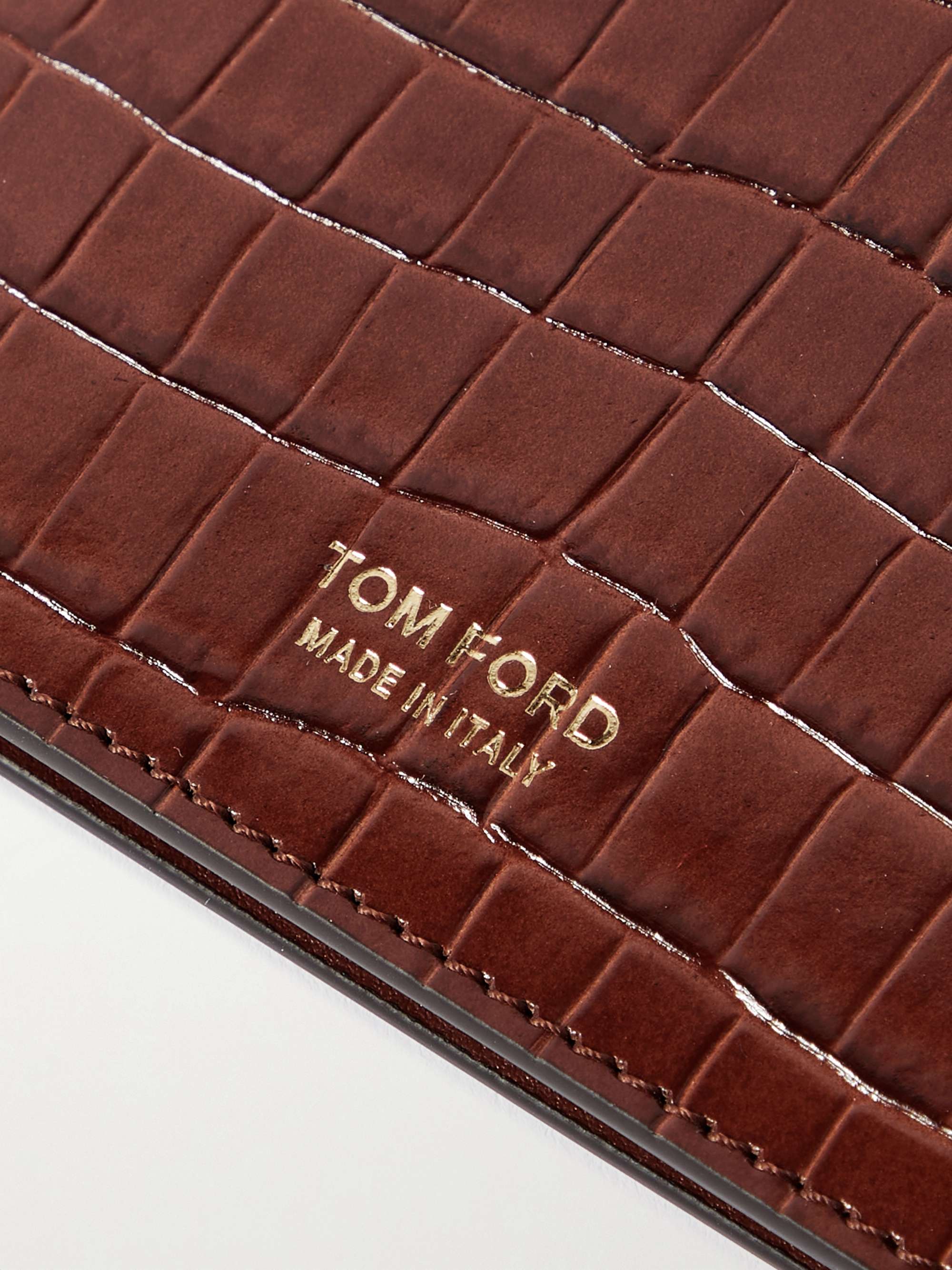 TOM FORD Croc-Effect Leather Bifold Wallet with Money Clip