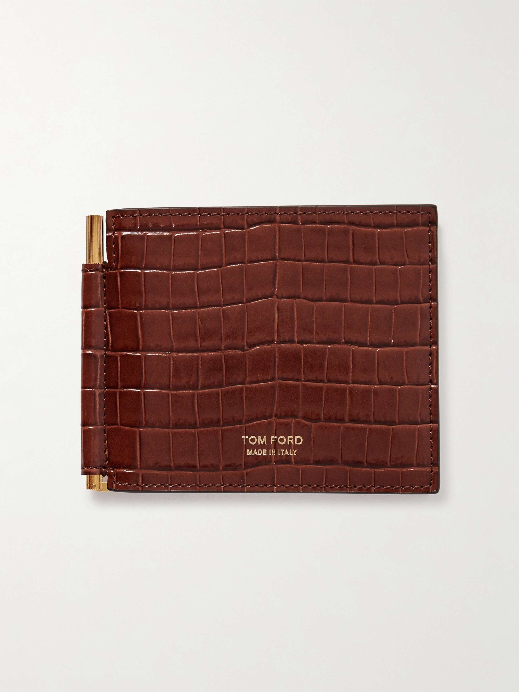 TOM FORD Croc-Effect Leather Bifold Wallet with Money Clip
