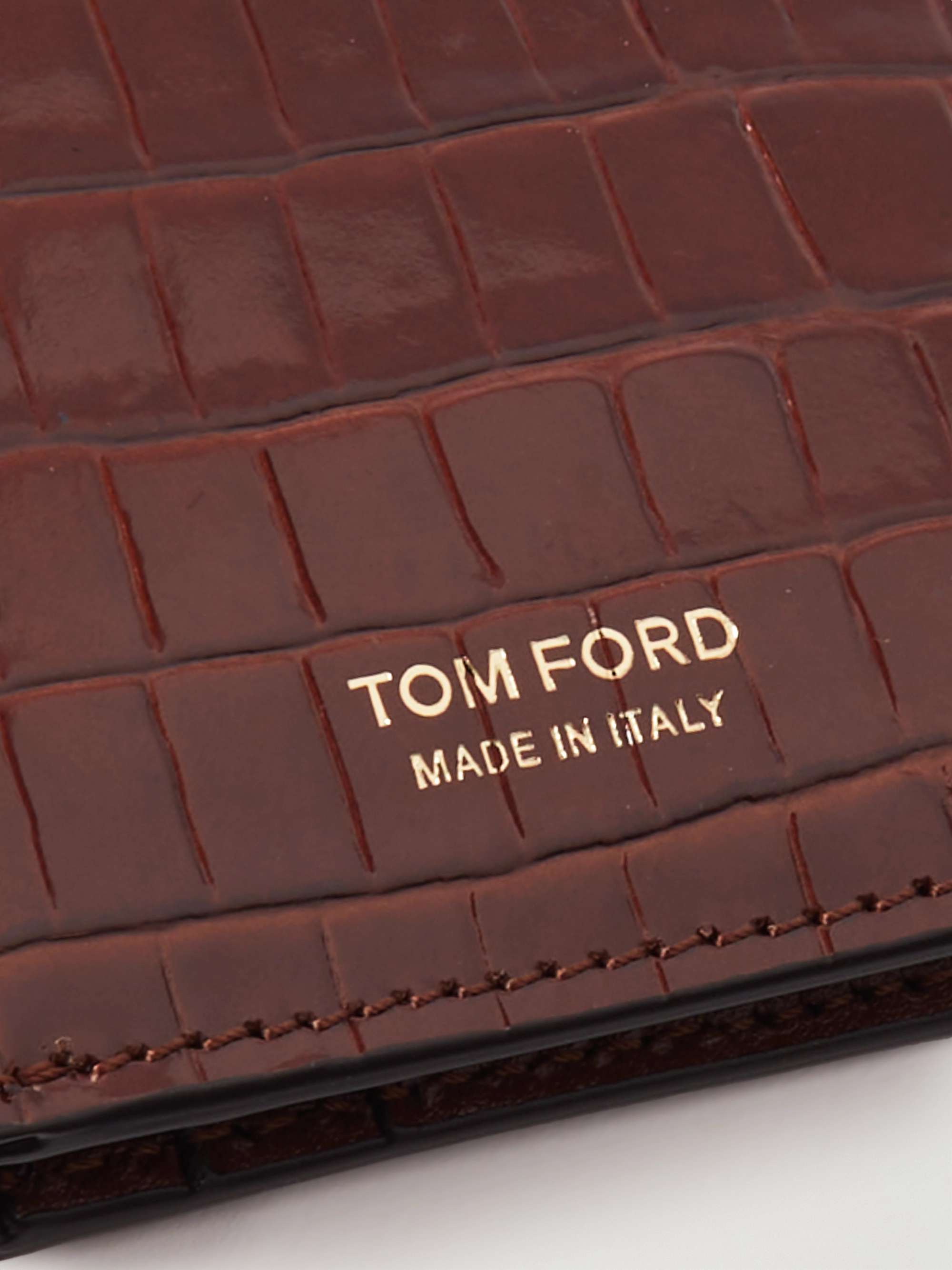 TOM FORD Croc-Effect Leather Bifold Cardholder