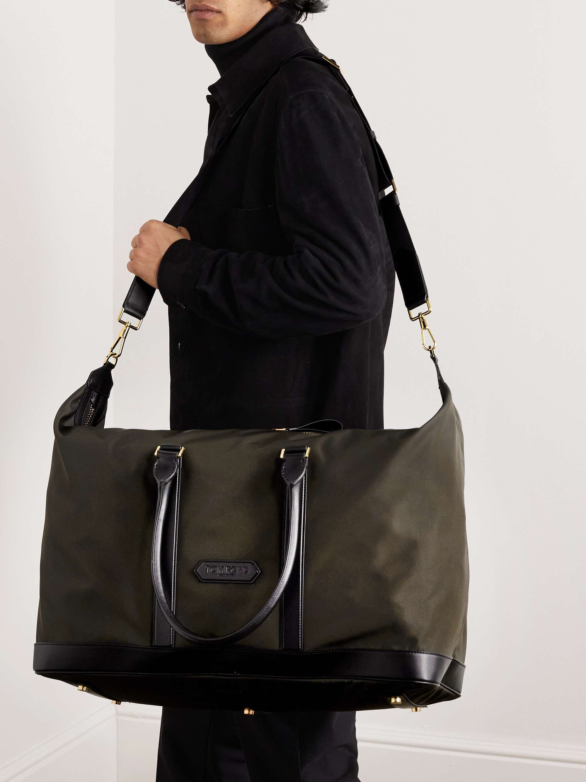 TOM FORD Leather-Trimmed Recycled-Nylon Weekend Bag