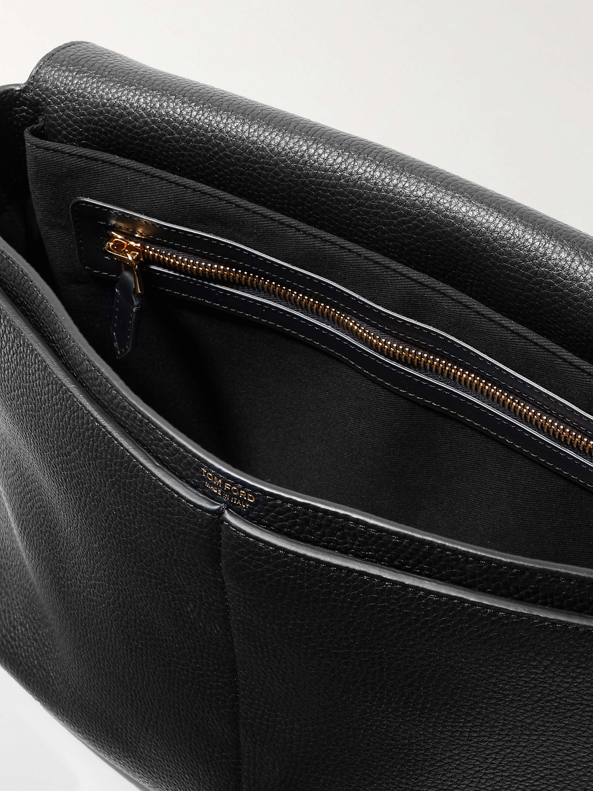 TOM FORD Pebble-Grain Leather Messenger Bag
