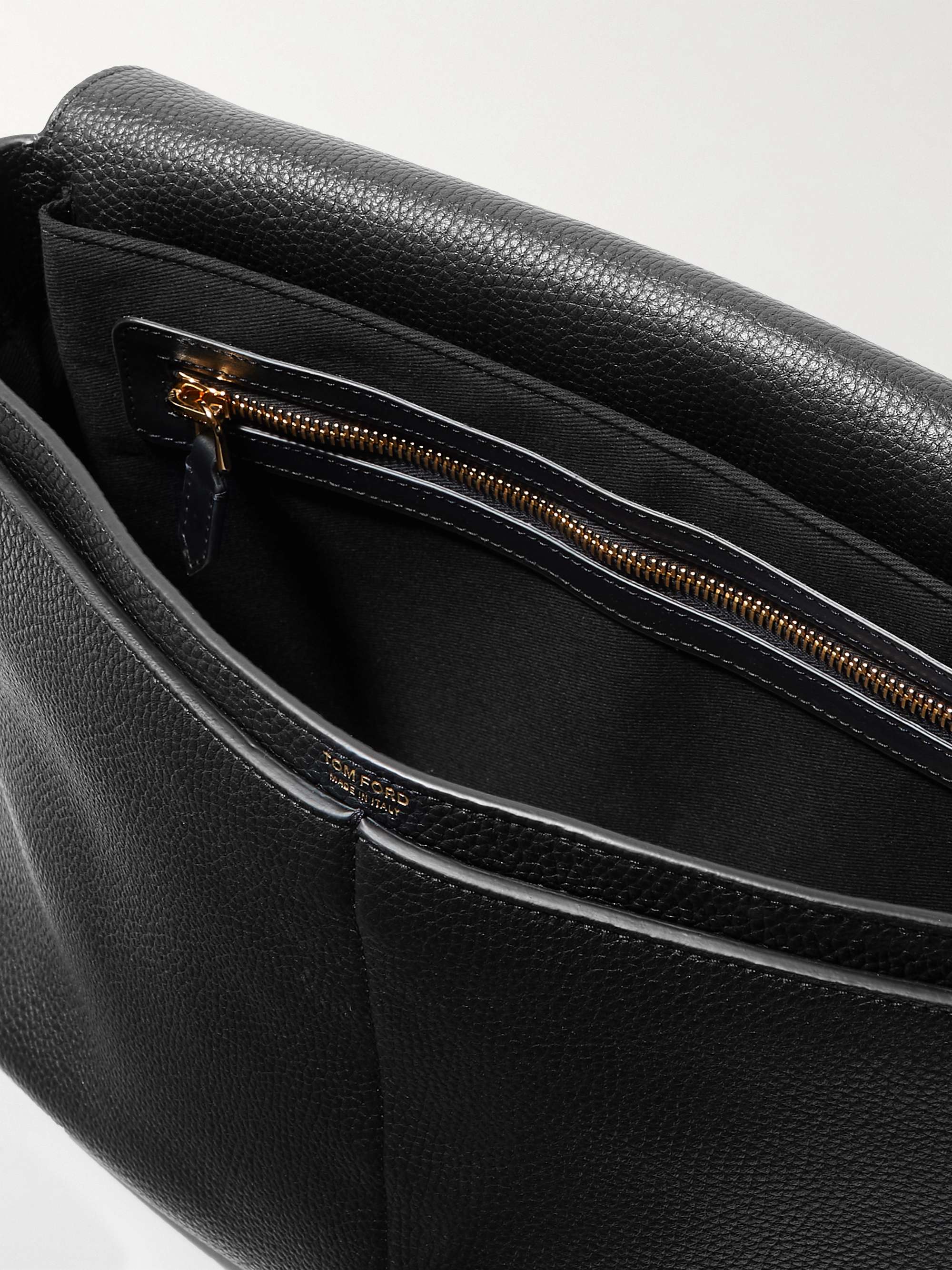 TOM FORD Pebble-Grain Leather Messenger Bag for Men | MR PORTER