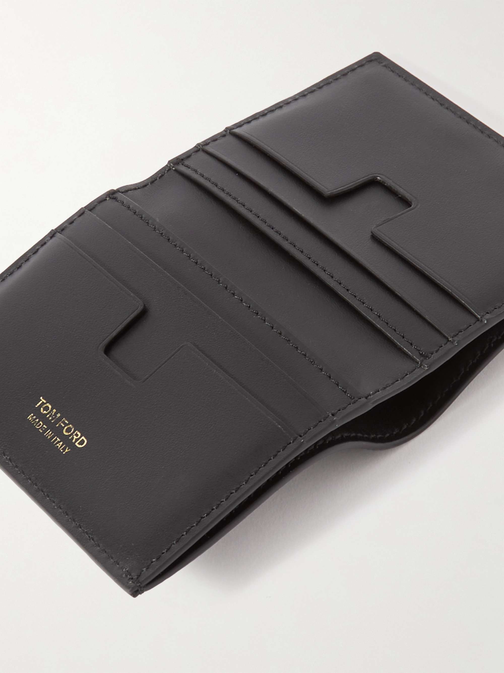 TOM FORD Logo-Print Flower-Print Full-Grain Cardholder