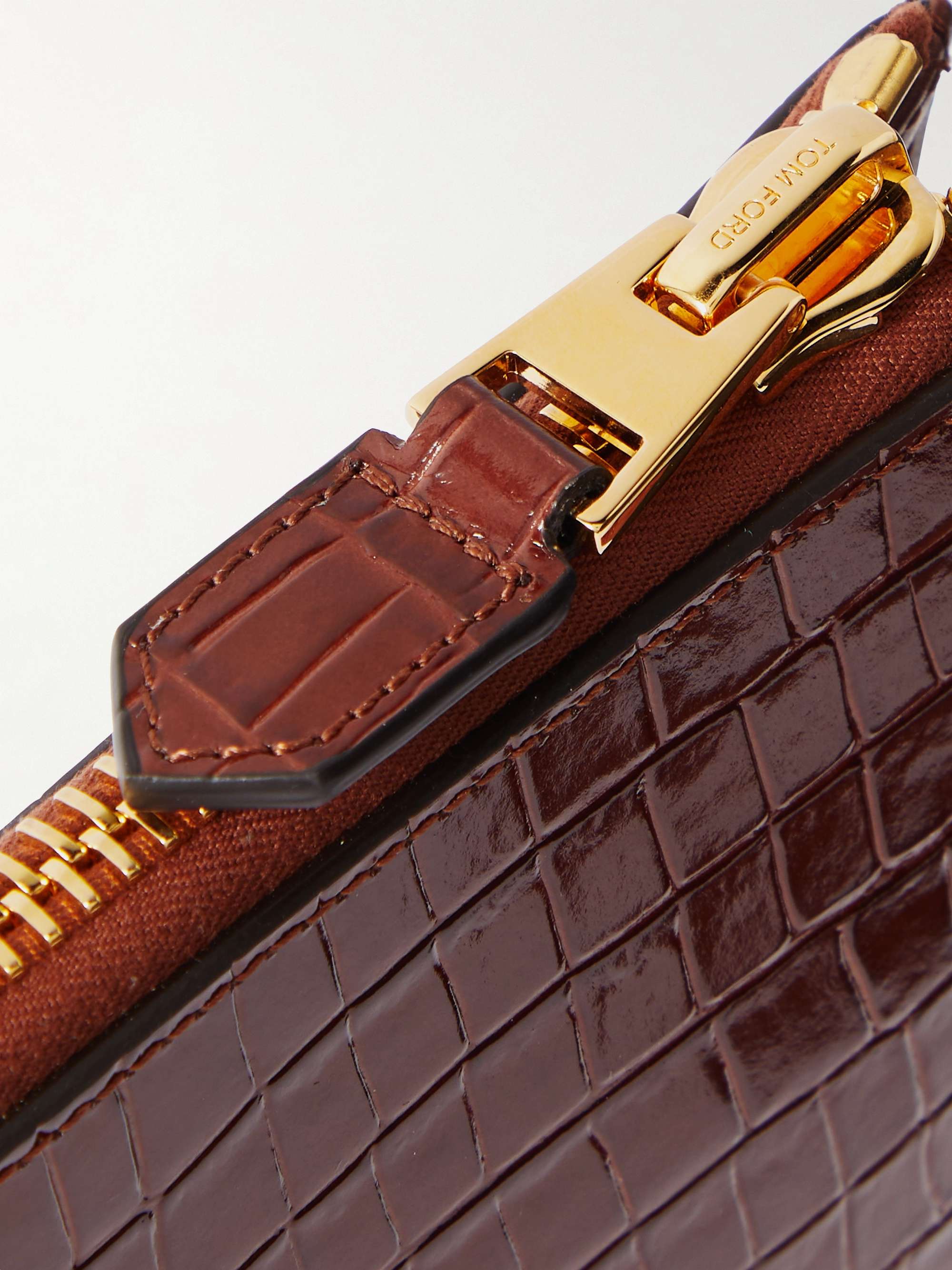 TOM FORD Croc-Effect Leather Pouch