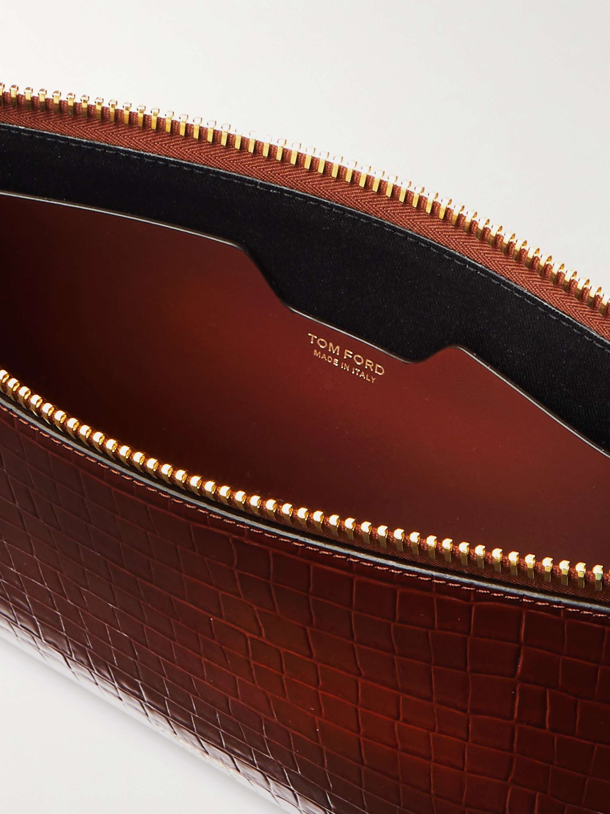TOM FORD Croc-Effect Leather Pouch