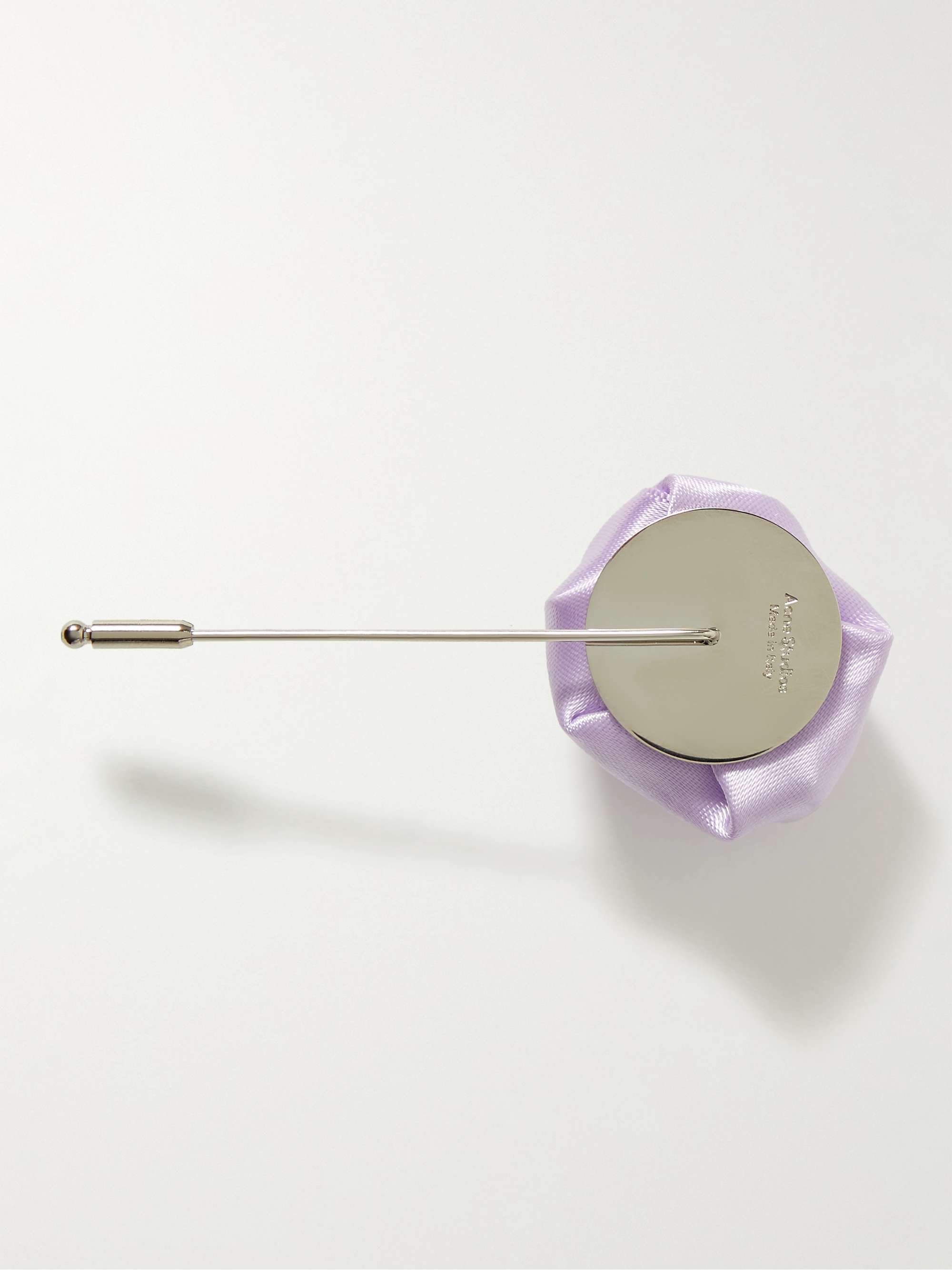 ACNE STUDIOS Akotina Rose Silver-Tone and Satin Lapel Pin