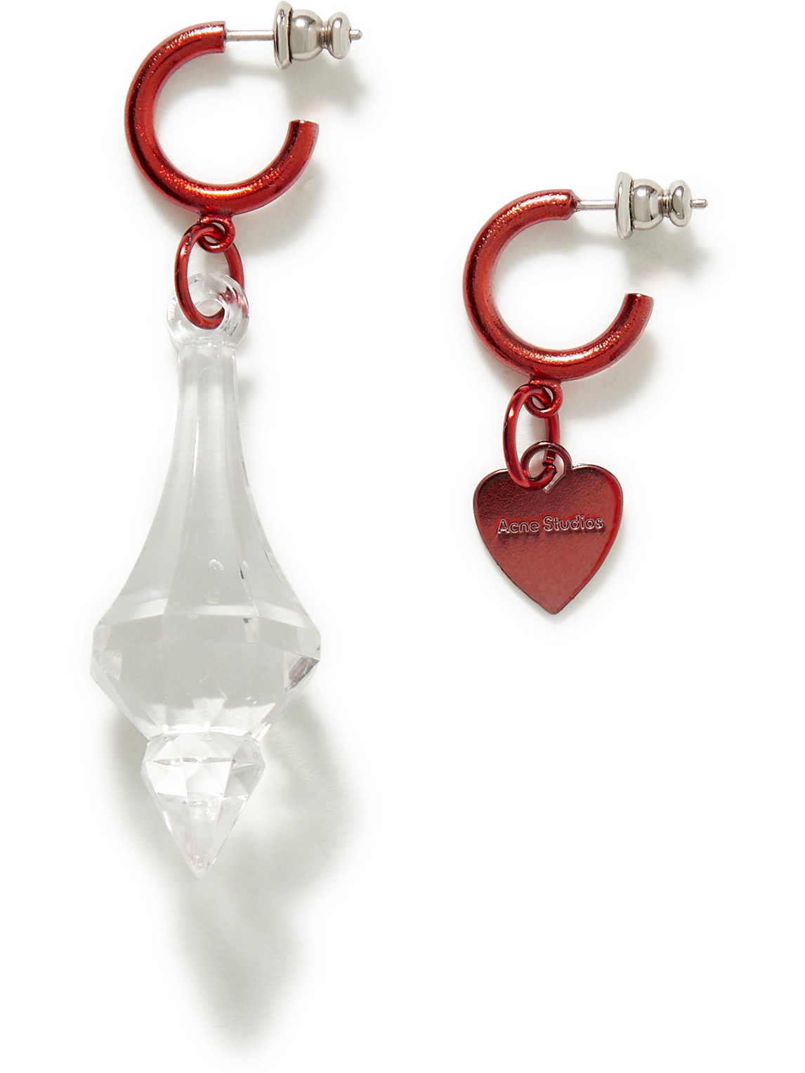 Shop Acne Studios Attiko Silver-tone Crystal Earrings In Red