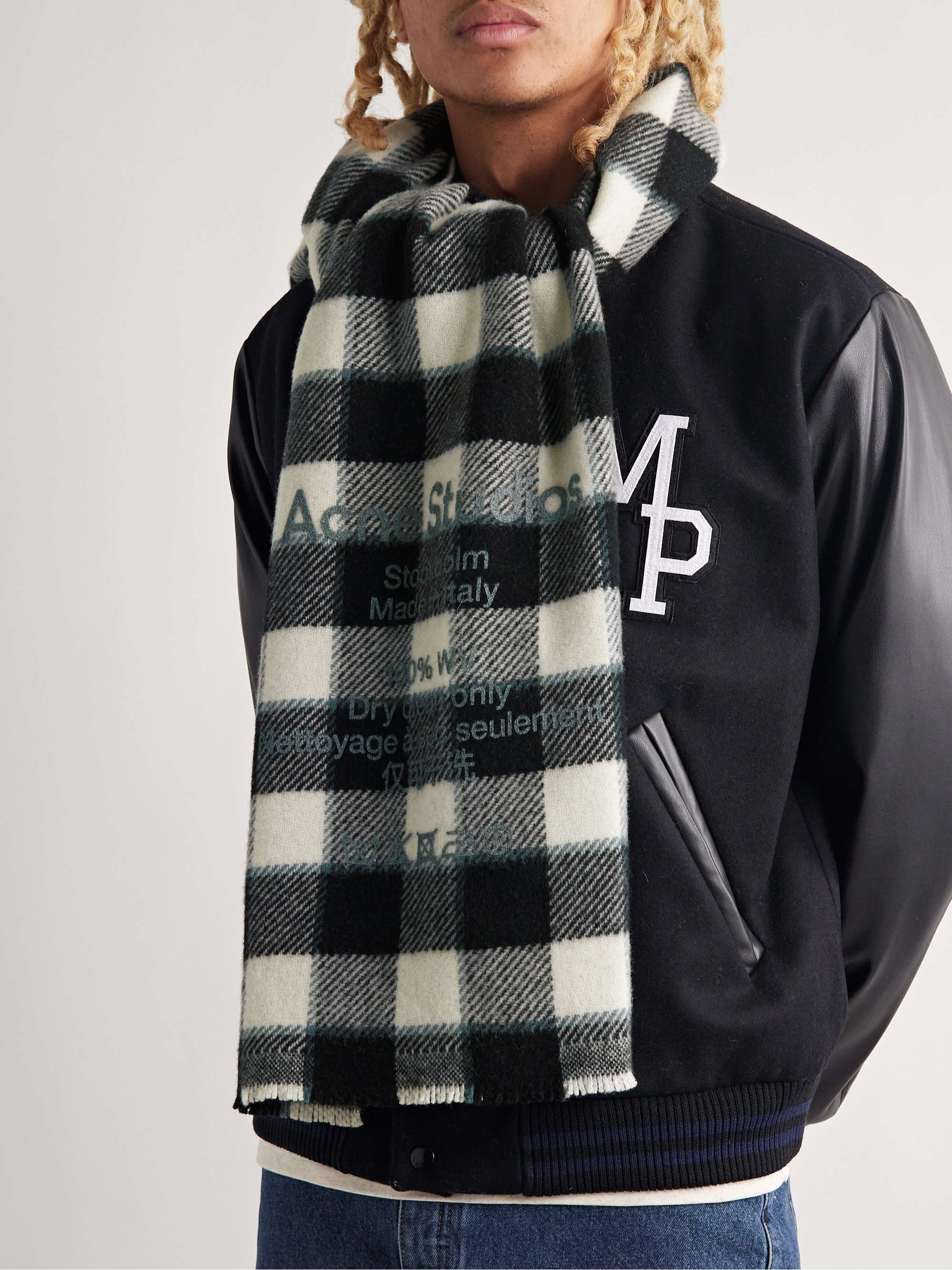 ACNE STUDIOS Cassiar Logo-Print Checked Wool Scarf