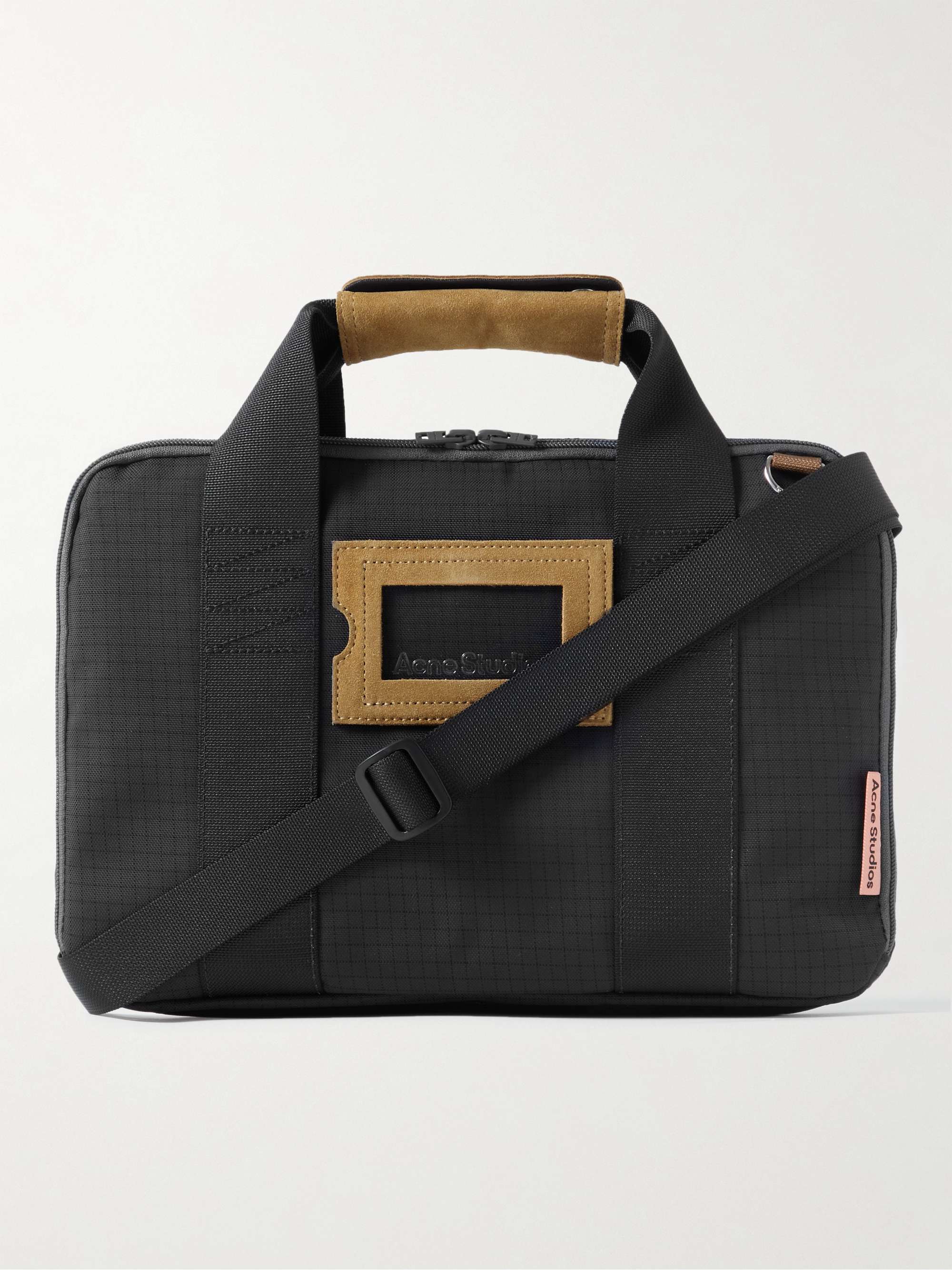 ACNE STUDIOS Logo Embossed Suede Trimmed Nylon Ripstop Laptop Case