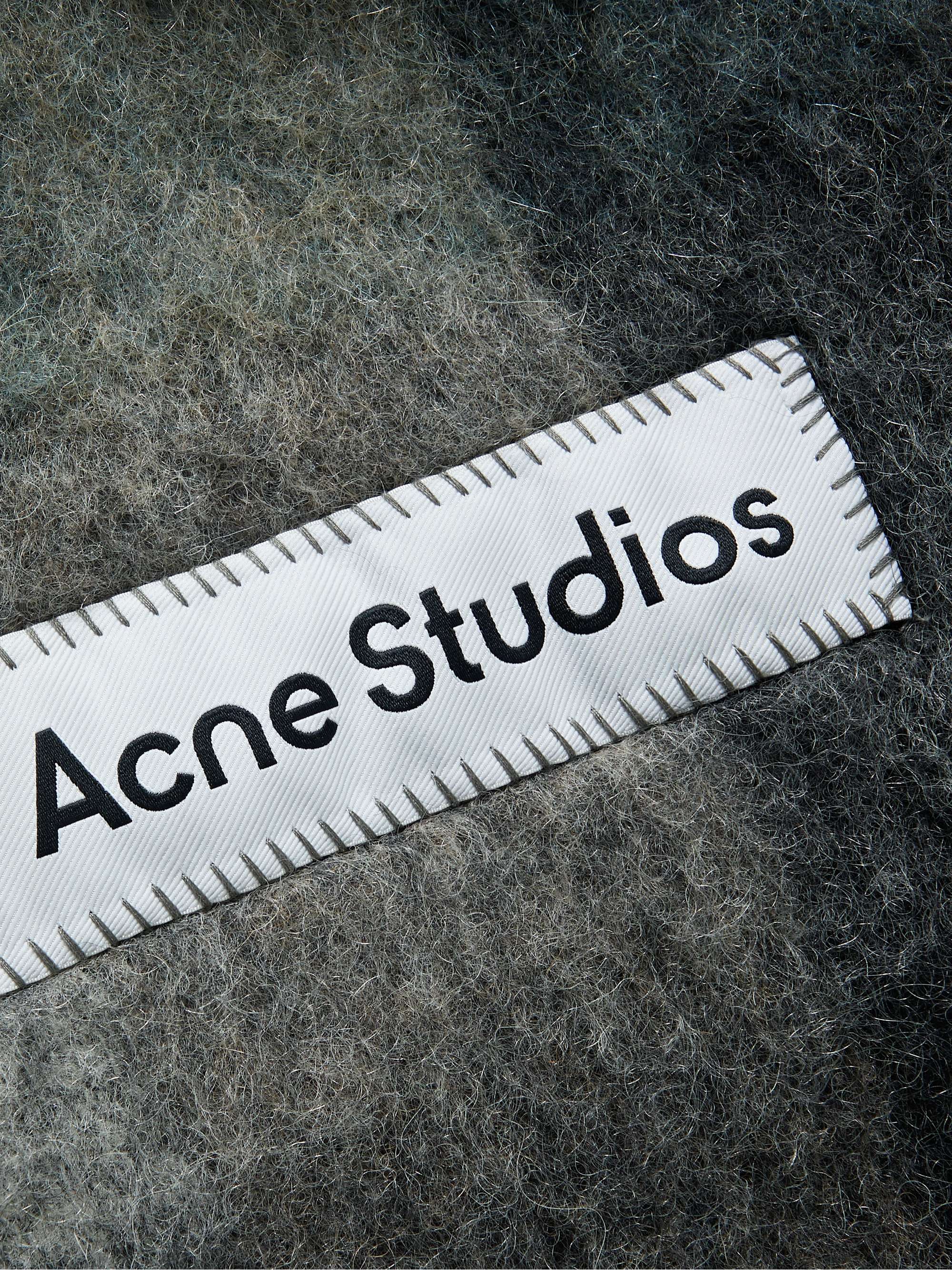 ACNE STUDIOS Vally Fringed Checked Knitted Scarf