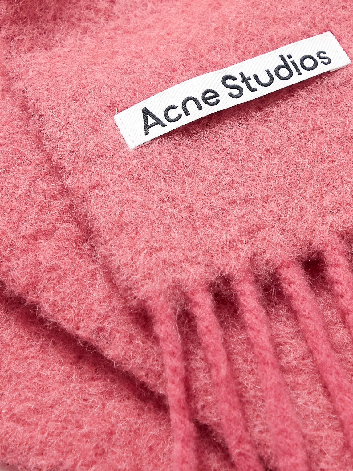 Shop Acne Studios Vesuvio Logo-appliquéd Fringed Alpaca-blend Scarf In Pink