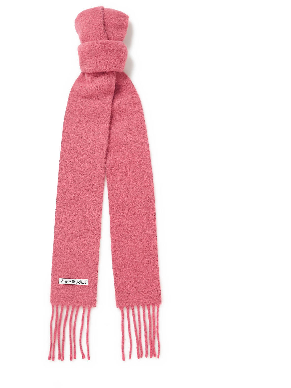 Acne Studios Vesuvio Logo-appliquéd Fringed Alpaca-blend Scarf In Pink