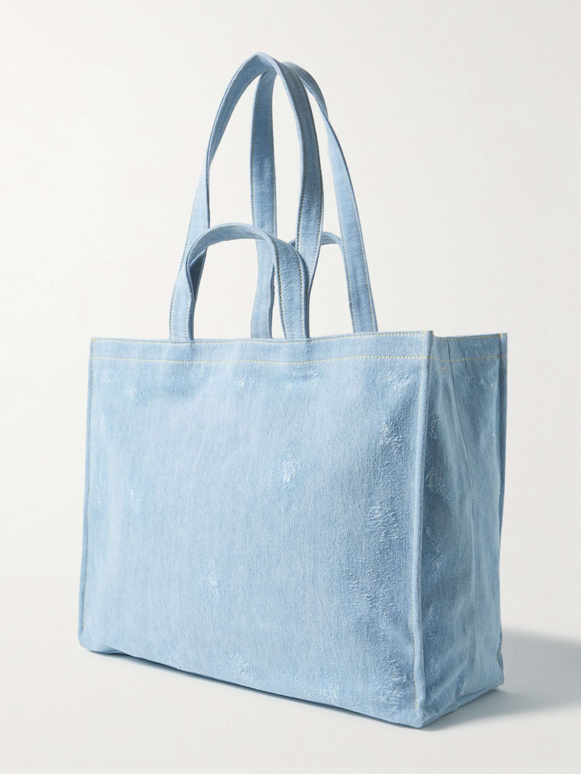 ACNE STUDIOS Logo-Embossed Distressed Denim Tote Bag